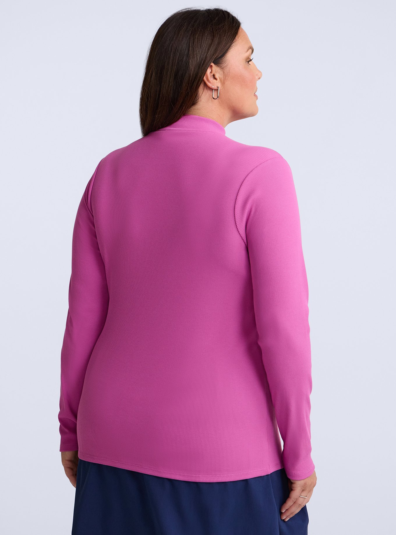 Plus Size Belle Isle Mock Neck Long Sleeve Tee, PURPLE ORCHID, alternate