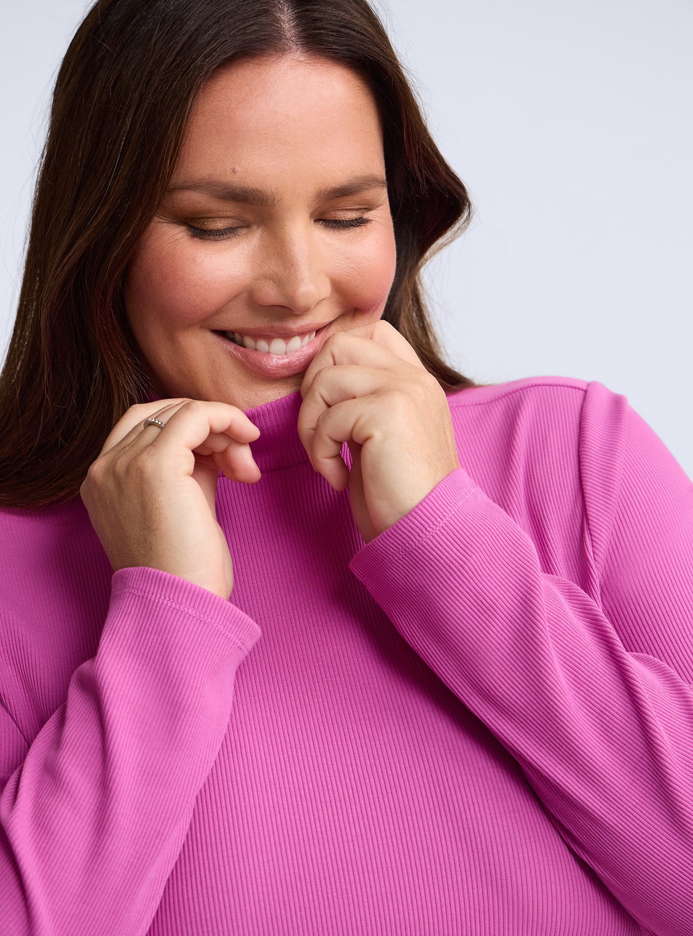 Plus Size Belle Isle Mock Neck Long Sleeve Tee, PURPLE ORCHID, alternate