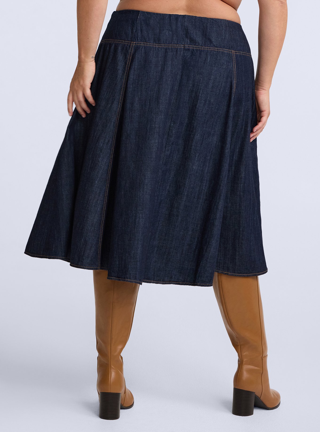 Plus Size Belle Isle Denim Midi Skirt, RINSE, alternate