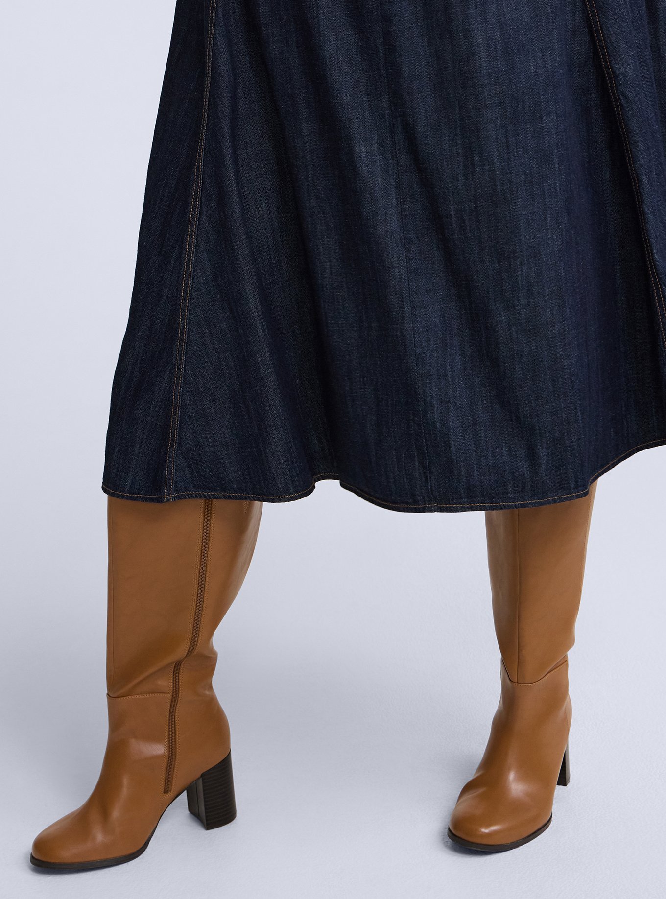 Plus Size Belle Isle Denim Midi Skirt, RINSE, alternate