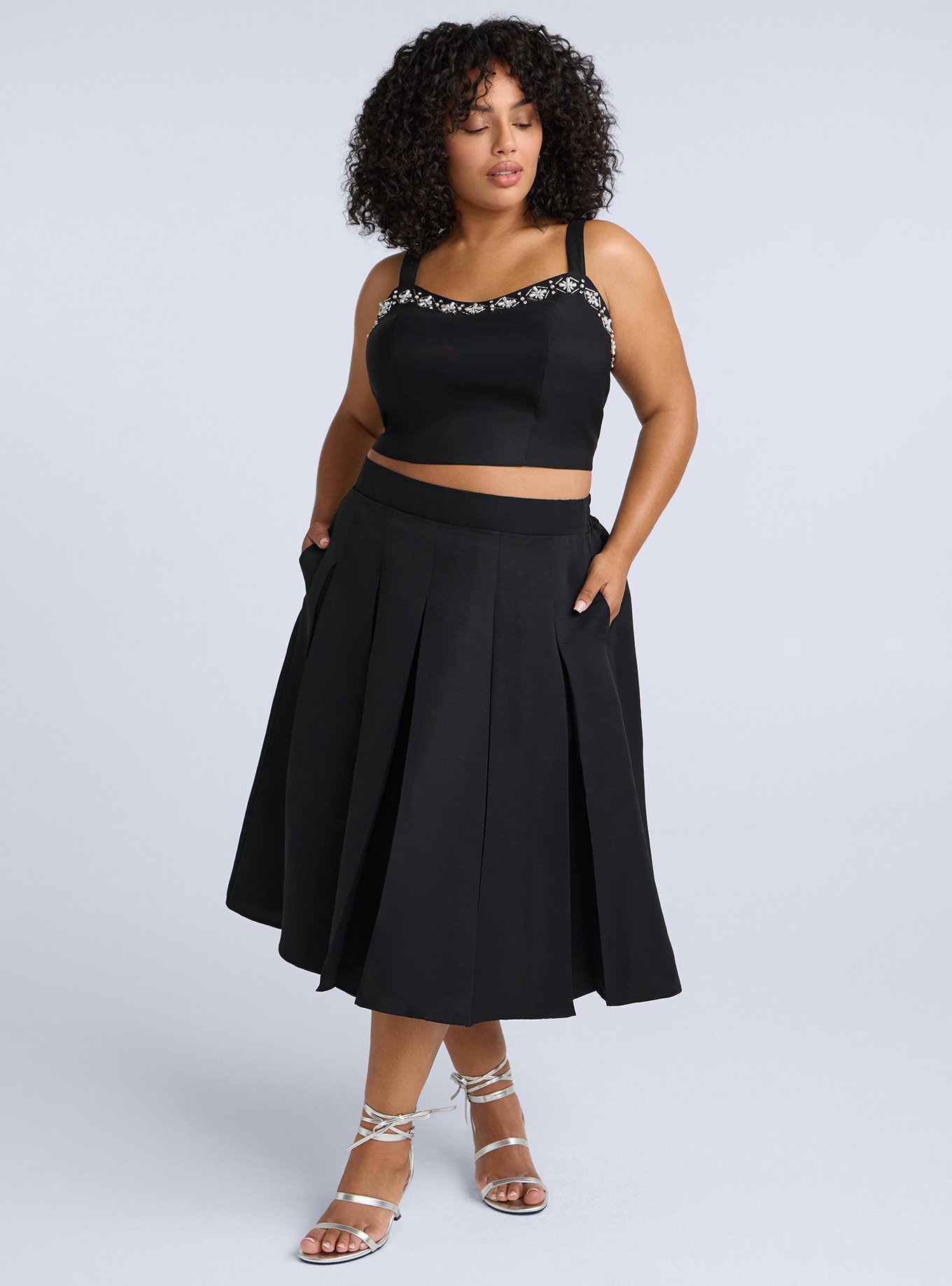 Belle Isle Embellished Crop Top, DEEP BLACK, alternate