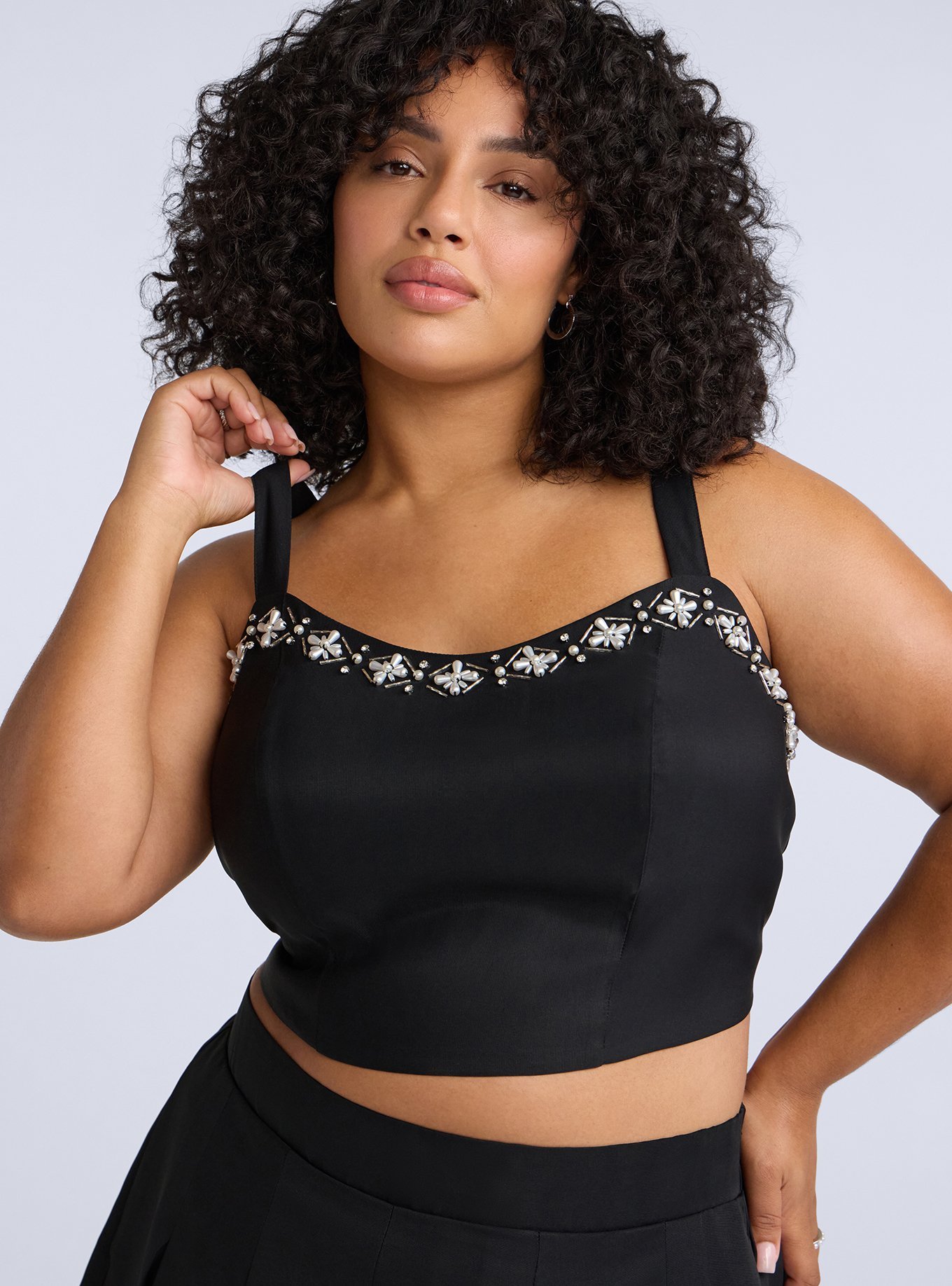 Belle Isle Embellished Crop Top, DEEP BLACK, hi-res