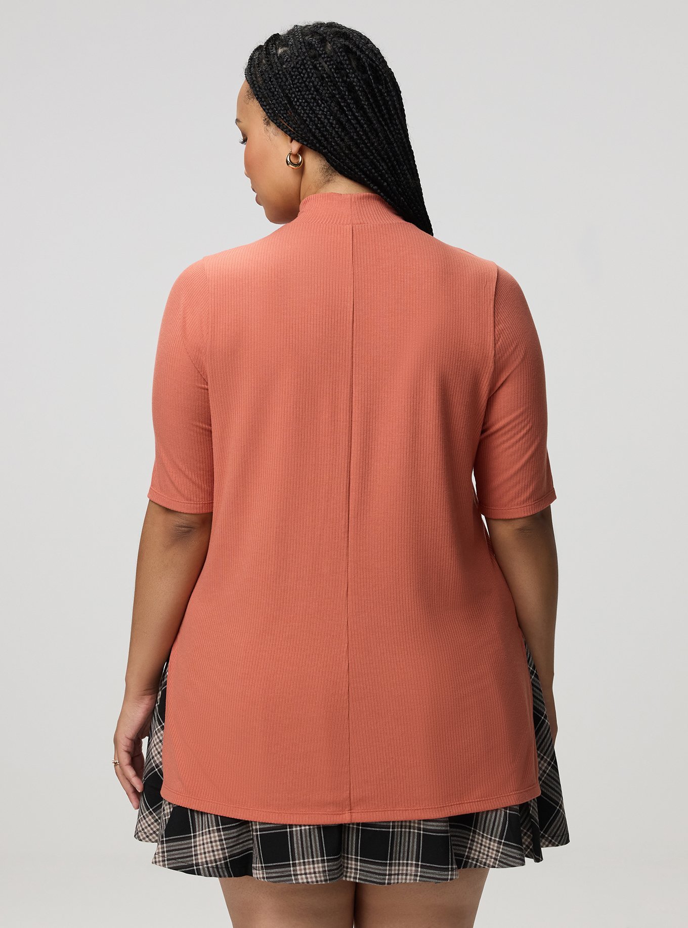 Super Soft Rib Mock Neck Elbow Sleeve Top, ARAGON, alternate
