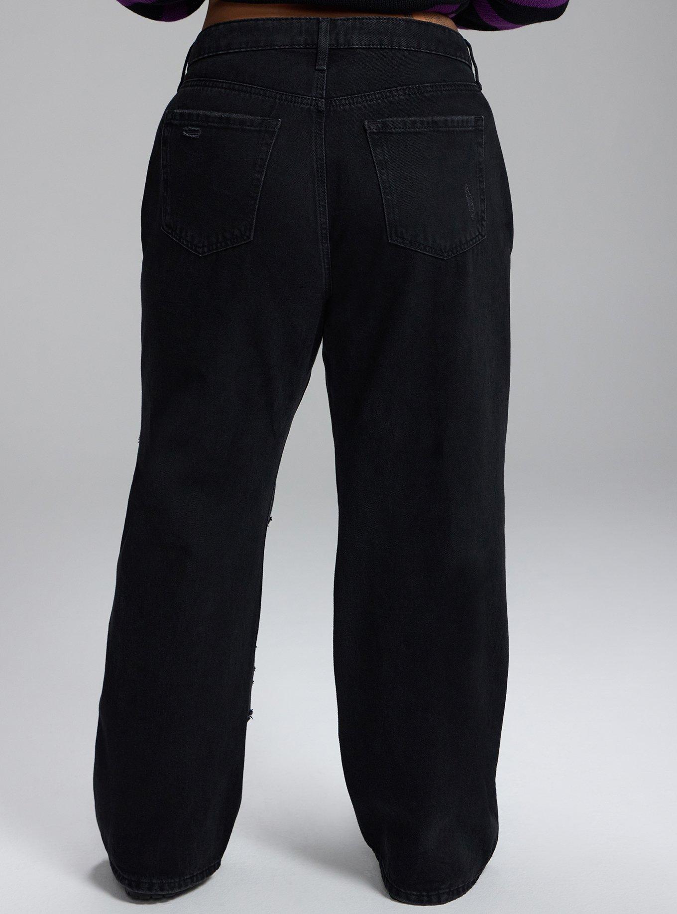 Nightfall High-Rise Baggy Straight Shredded Jean, COAL MINE, alternate