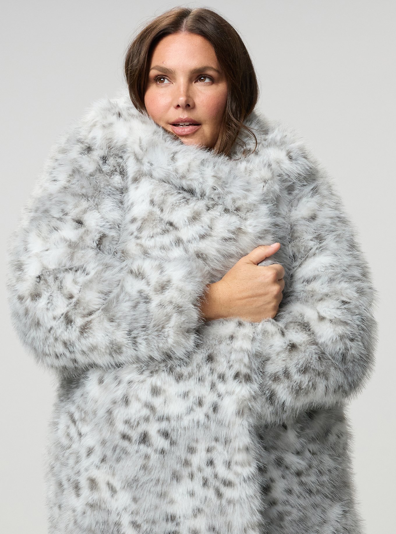 Studio Faux Fur Coat, IRL CHEETAH GREY, alternate