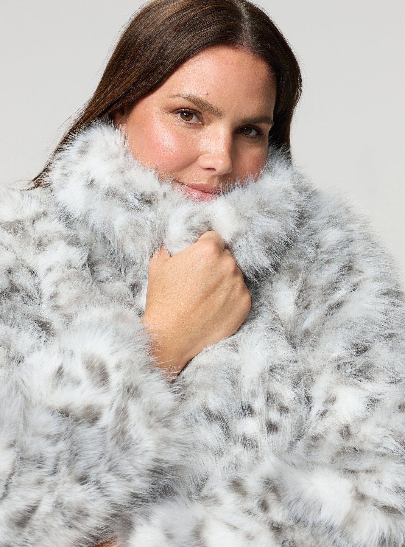 Studio Faux Fur Coat, IRL CHEETAH GREY, alternate