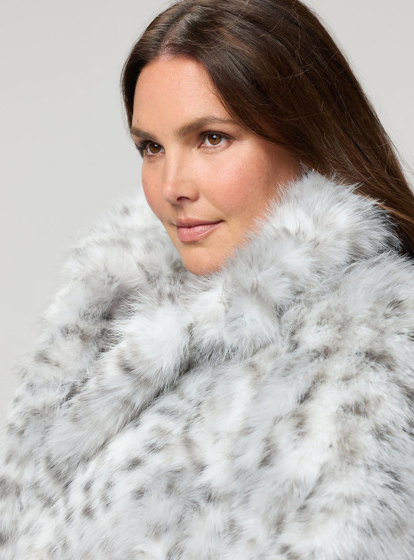 Studio Faux Fur Coat, IRL CHEETAH GREY, alternate