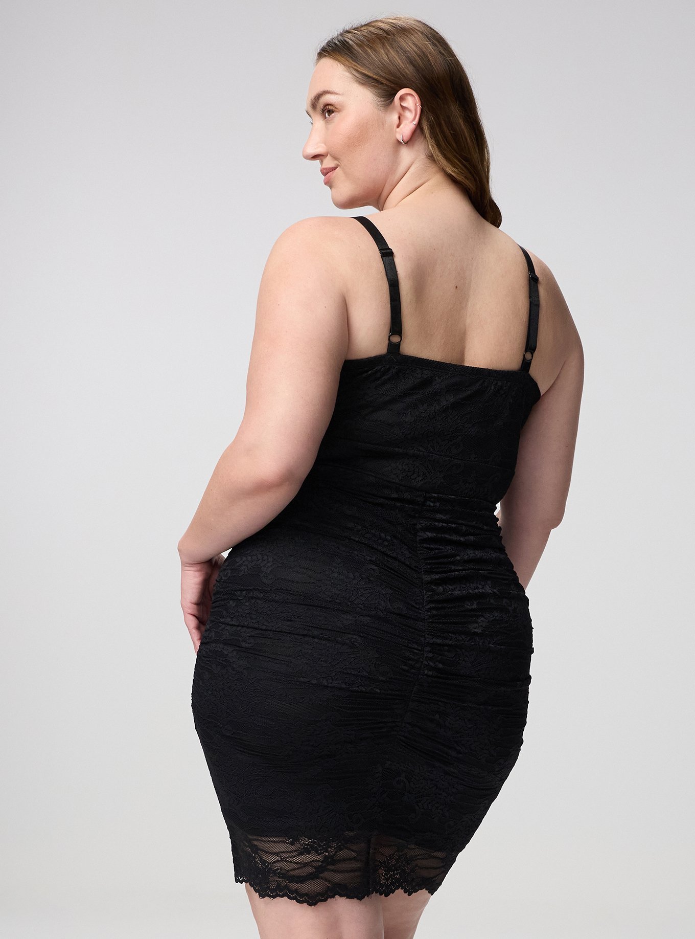 Lace Bodycon Mini Dress, DEEP BLACK, alternate