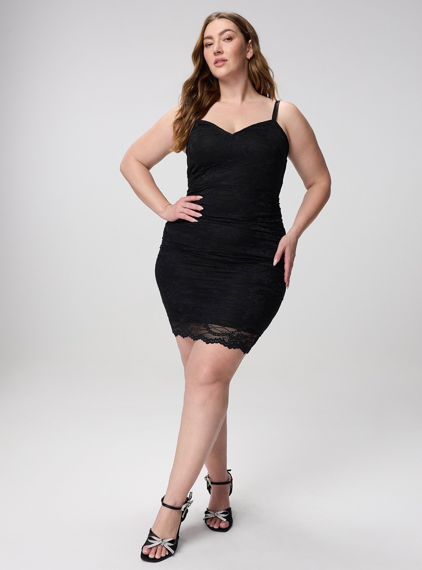 Lace Bodycon Mini Dress, DEEP BLACK, alternate