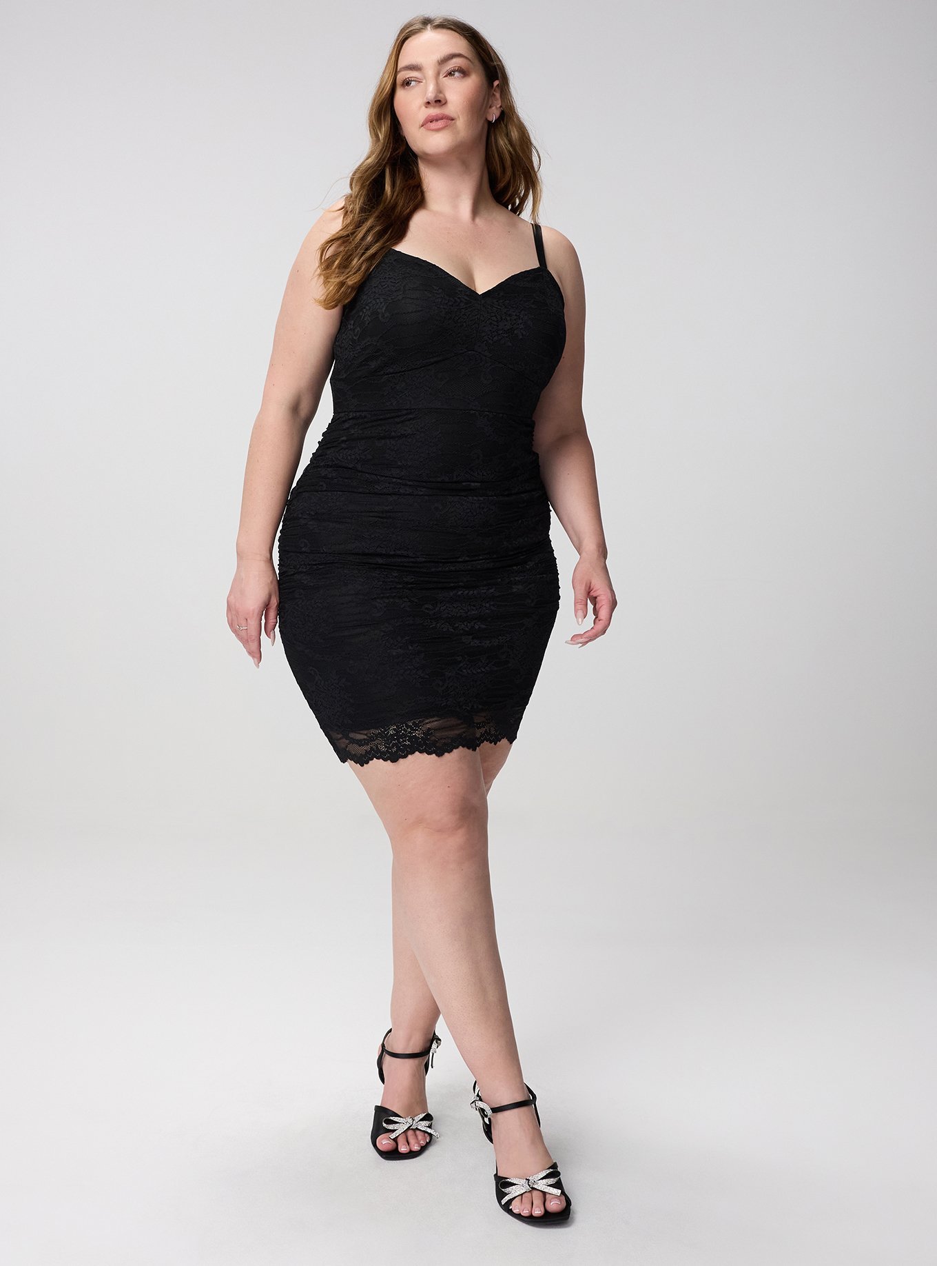 Lace Bodycon Mini Dress, DEEP BLACK, alternate