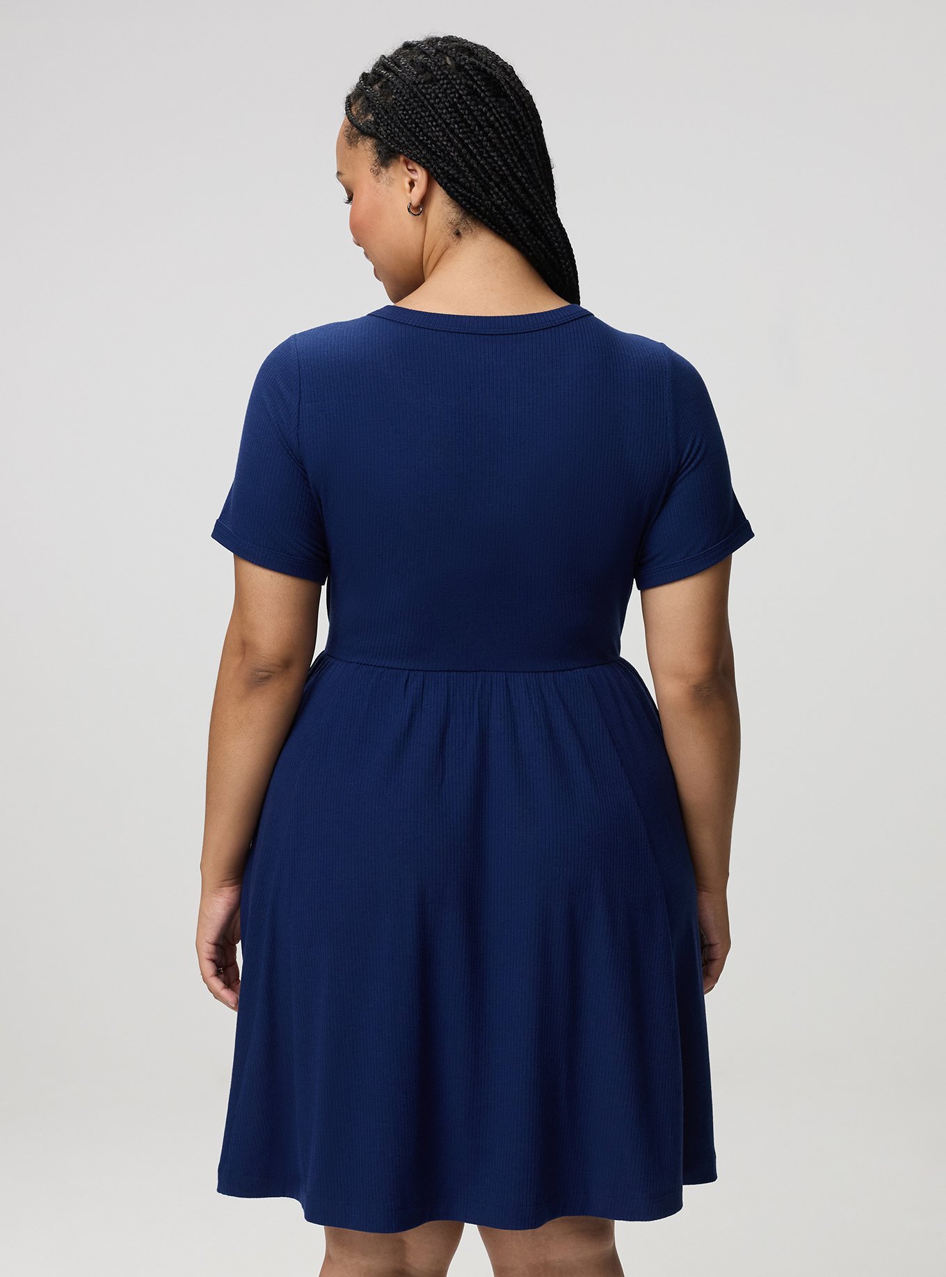 Super Soft Rib Skater Mini Dress, MEDIEVAL BLUE, alternate
