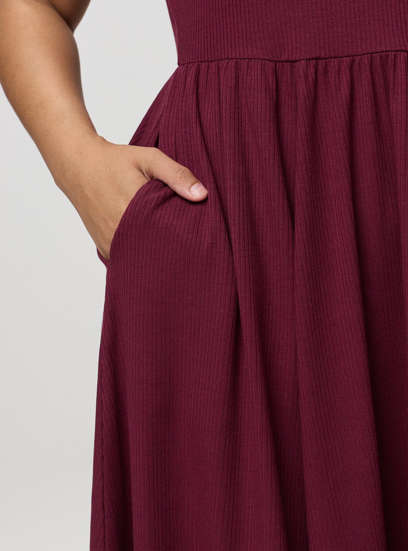 Super Soft Rib Skater Mini Dress, MAROON BANNER, alternate