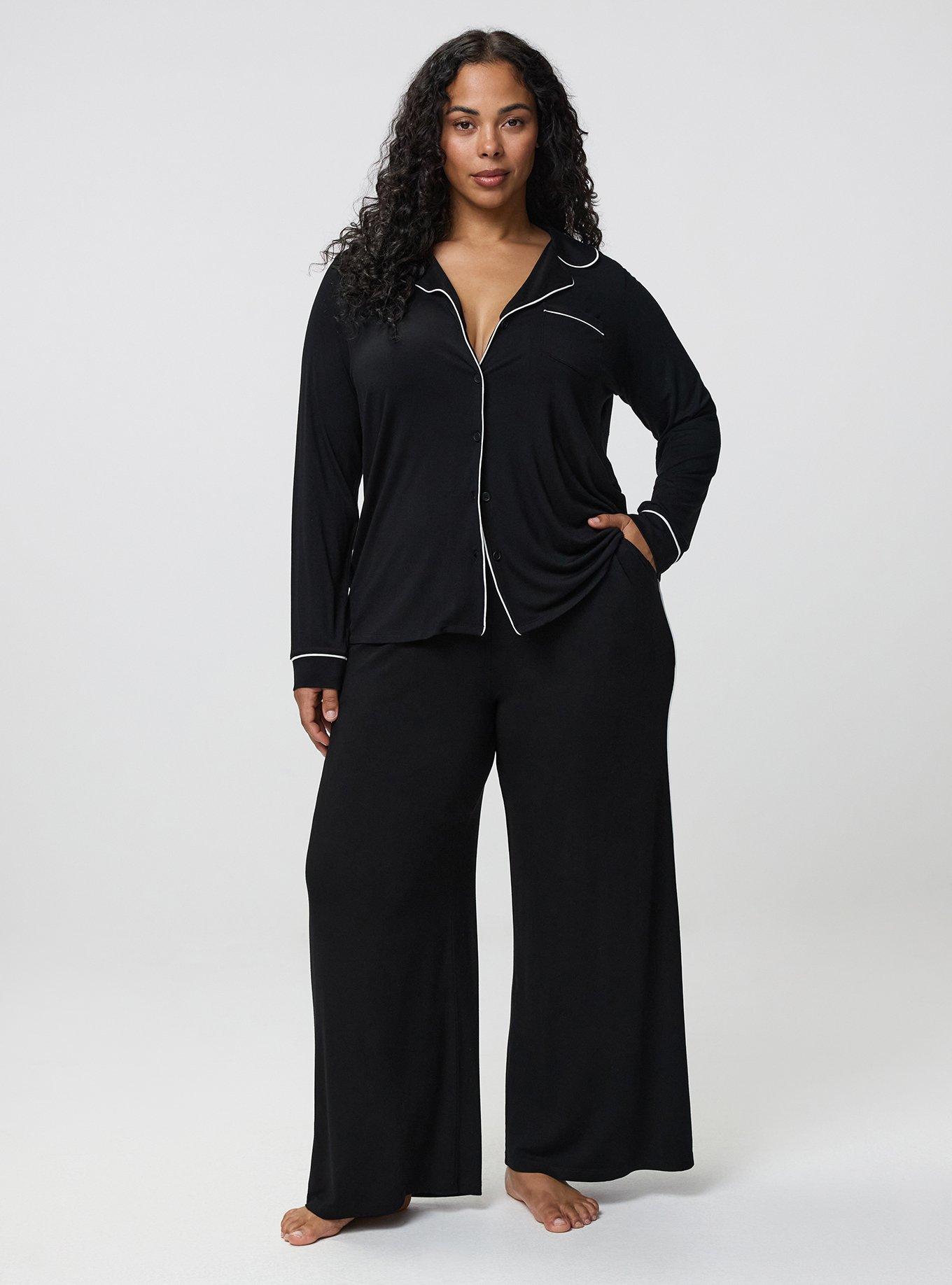 Super Soft Wide Leg Sleep Pant, DEEP BLACK, hi-res