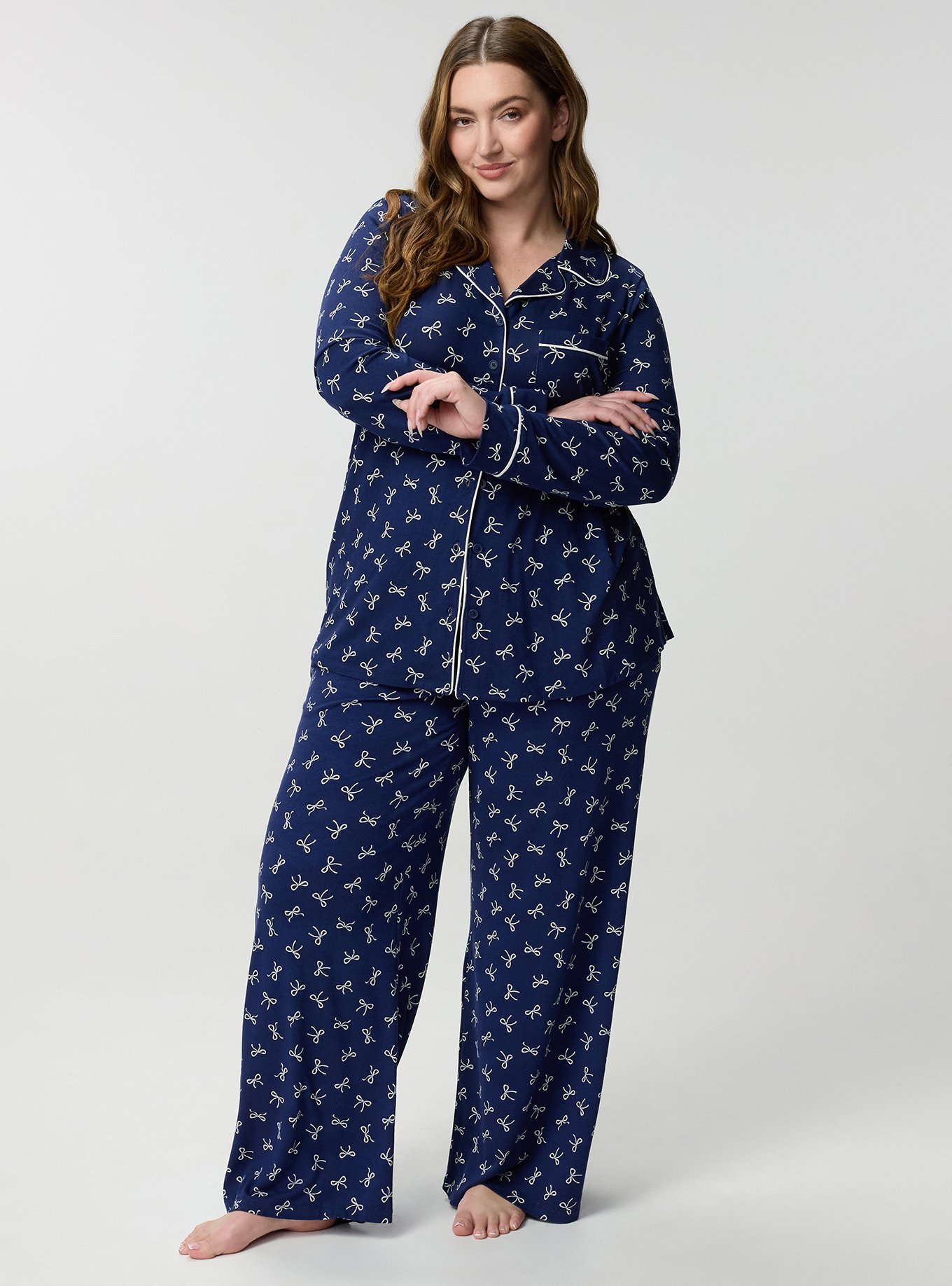 Super Soft Wide Leg Sleep Pant, BRINN BOWS MEDIEVAL BLUE, alternate