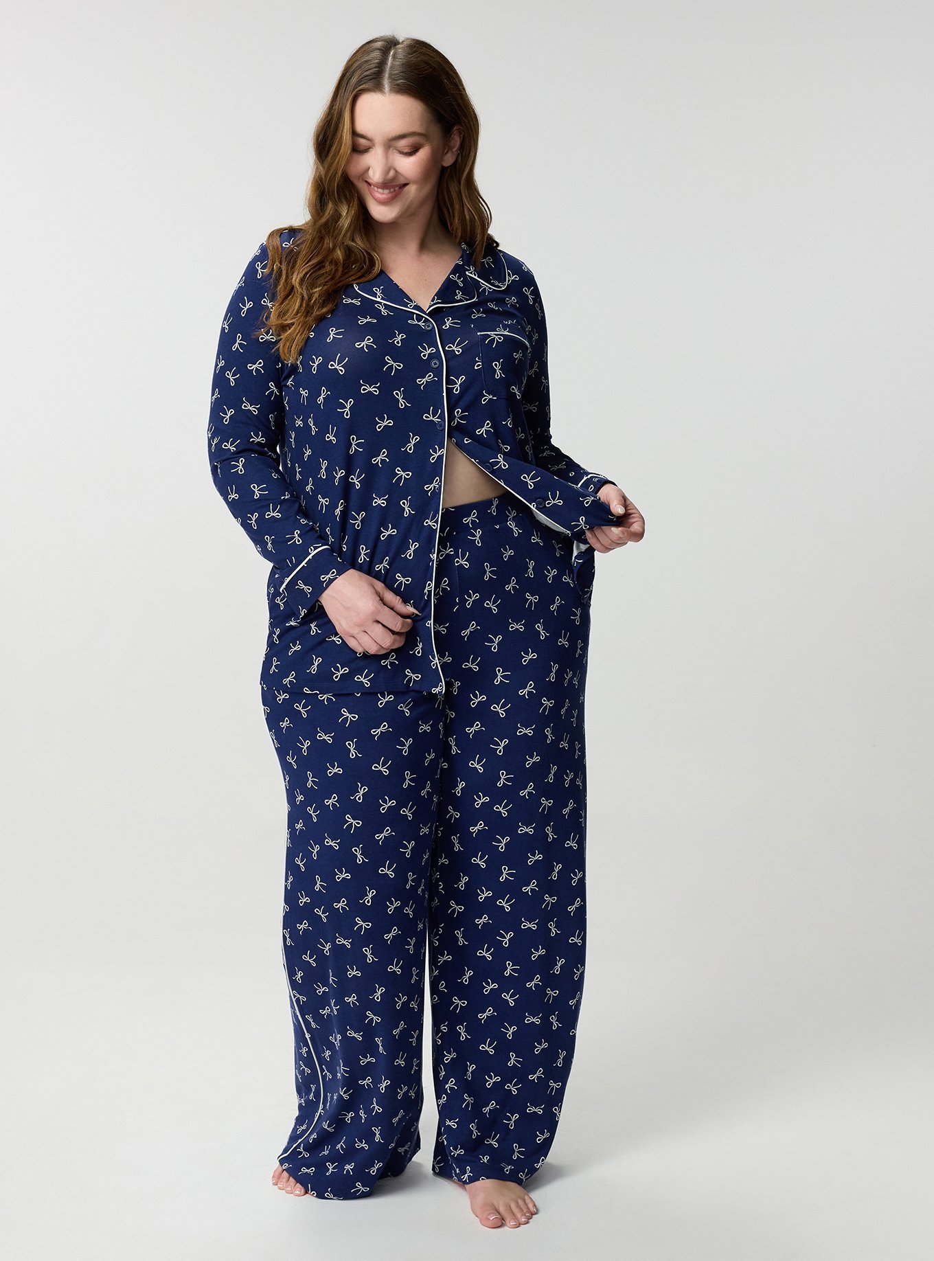 Super Soft Wide Leg Sleep Pant, BRINN BOWS MEDIEVAL BLUE, hi-res