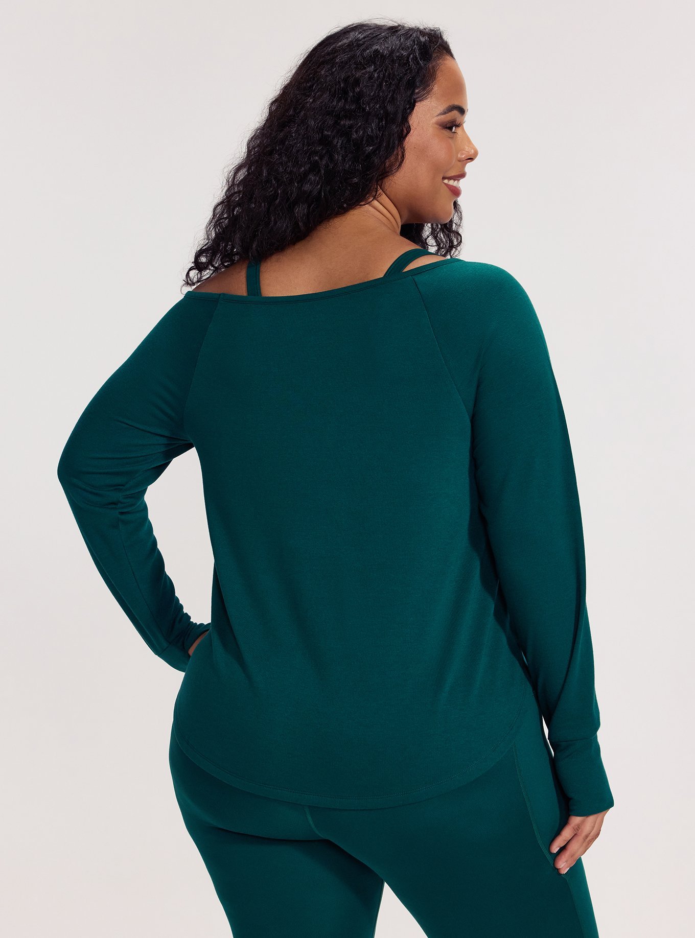 TRU Terry Off-Shoulder Active Tunic Tee, BOTANICAL GARDEN, alternate