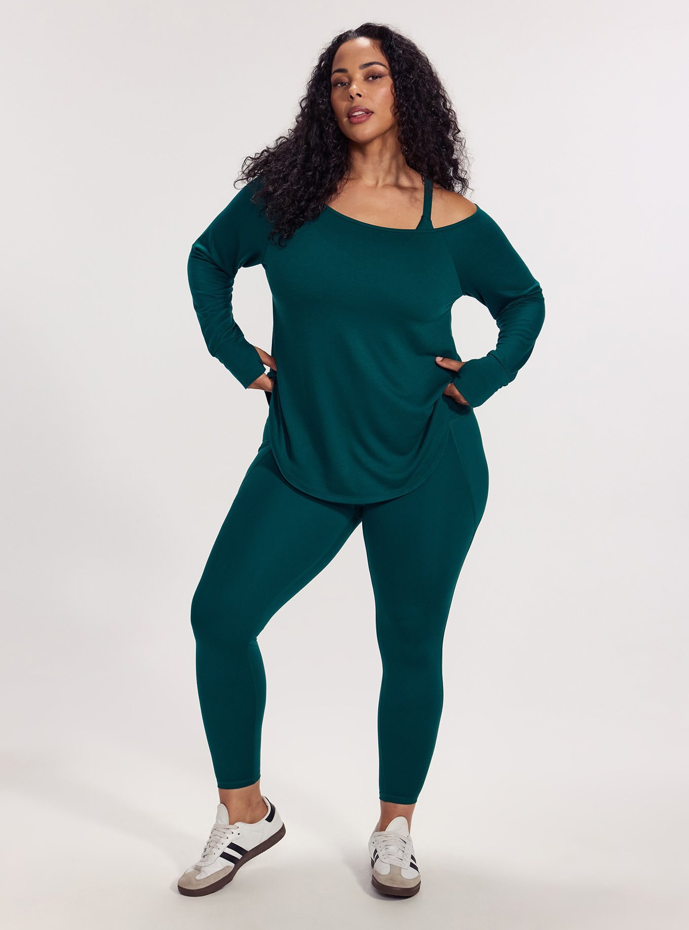 TRU Terry Off-Shoulder Active Tunic Tee, BOTANICAL GARDEN, alternate