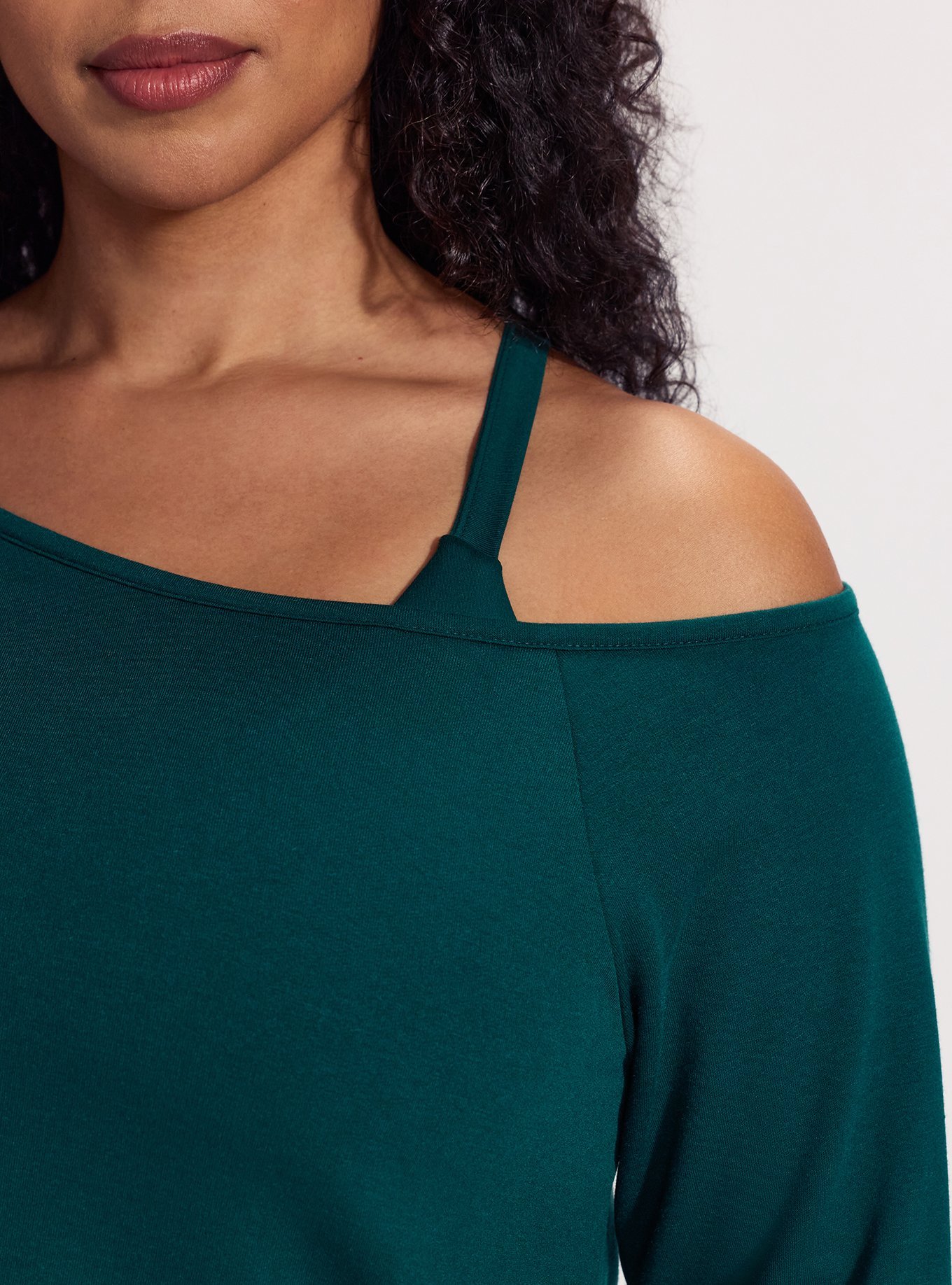 TRU Terry Off-Shoulder Active Tunic Tee, BOTANICAL GARDEN, alternate
