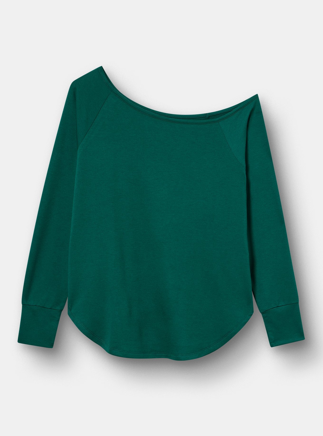 TRU Terry Off-Shoulder Active Tunic Tee, BOTANICAL GARDEN, flat