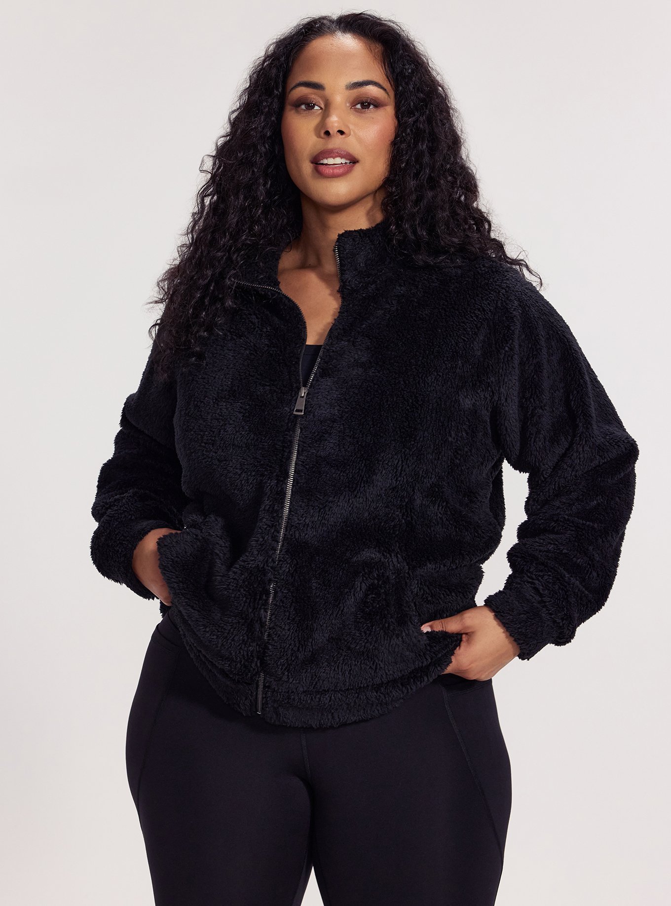 TRU Sherpa Active Bomber Jacket, DEEP BLACK, hi-res