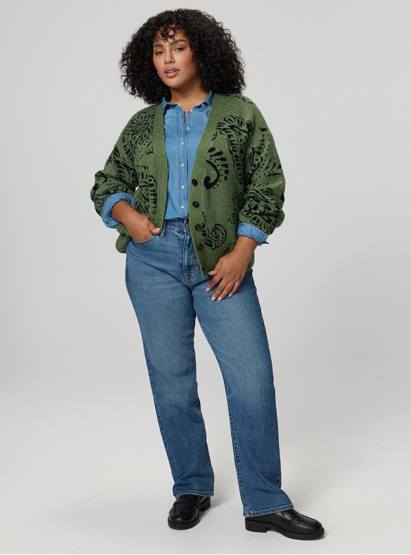 Open Front Cardigan, ALI BANDANA GREEN, alternate