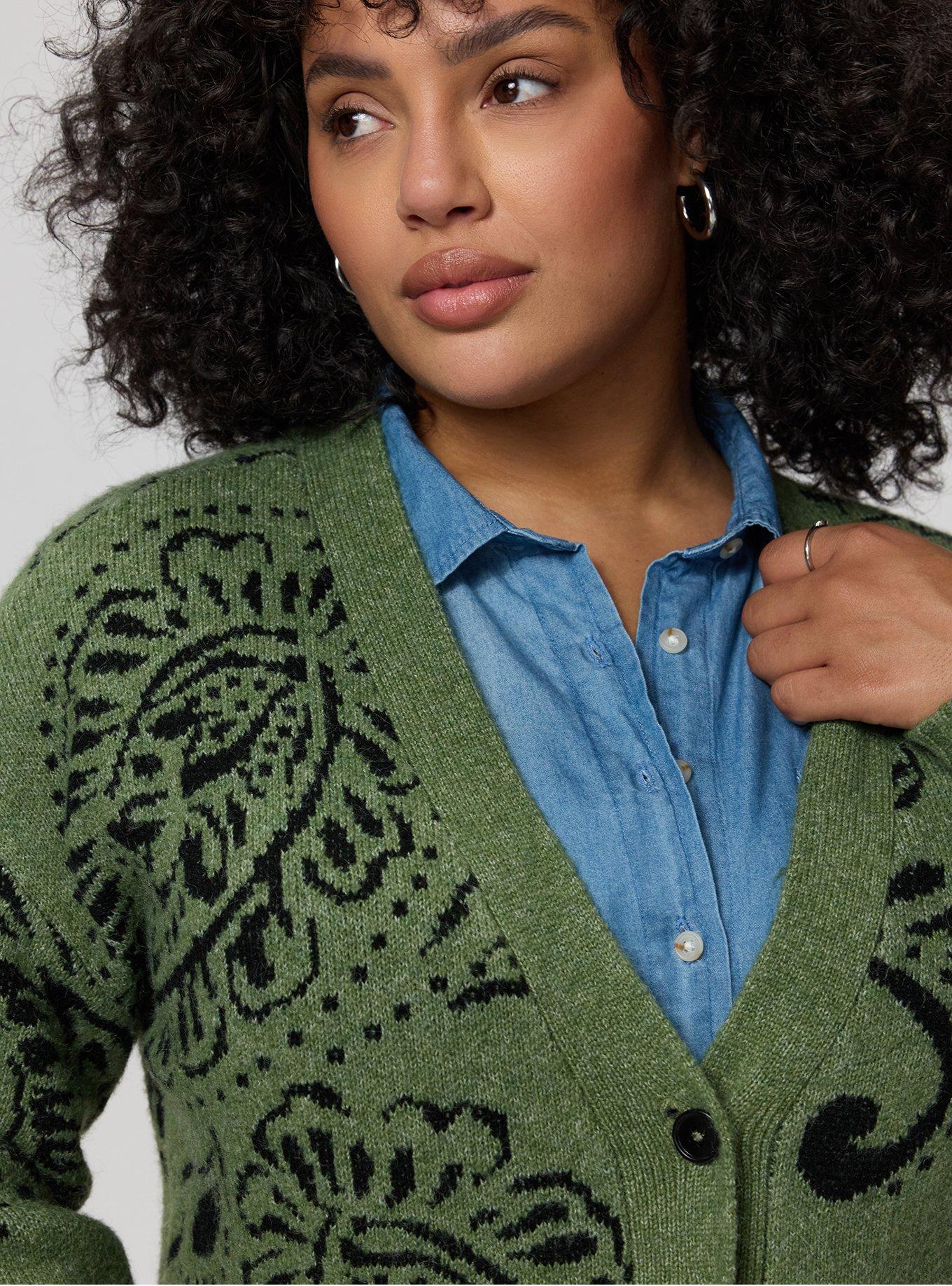 Open Front Cardigan, ALI BANDANA GREEN, alternate