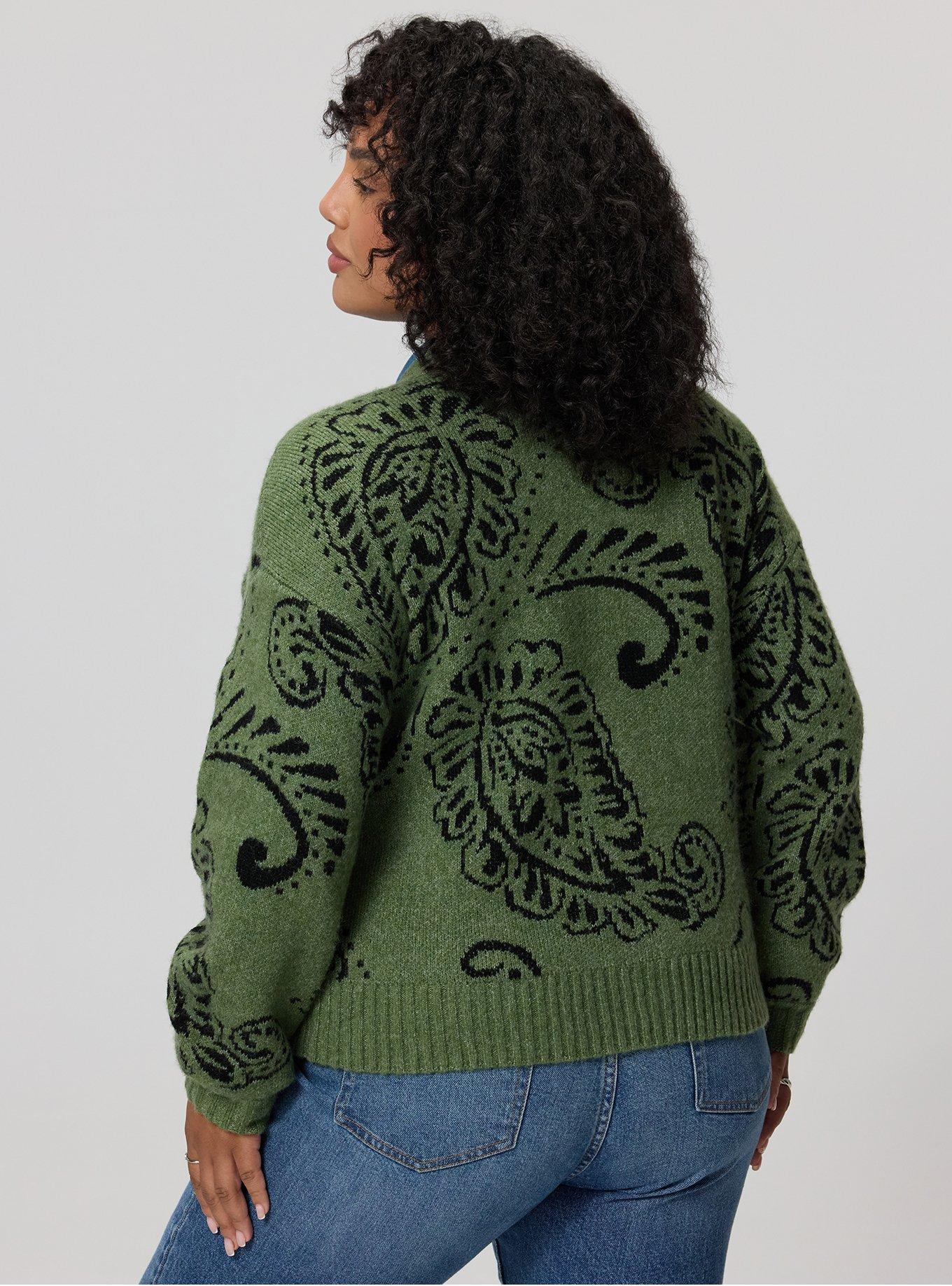 Open Front Cardigan, ALI BANDANA GREEN, alternate