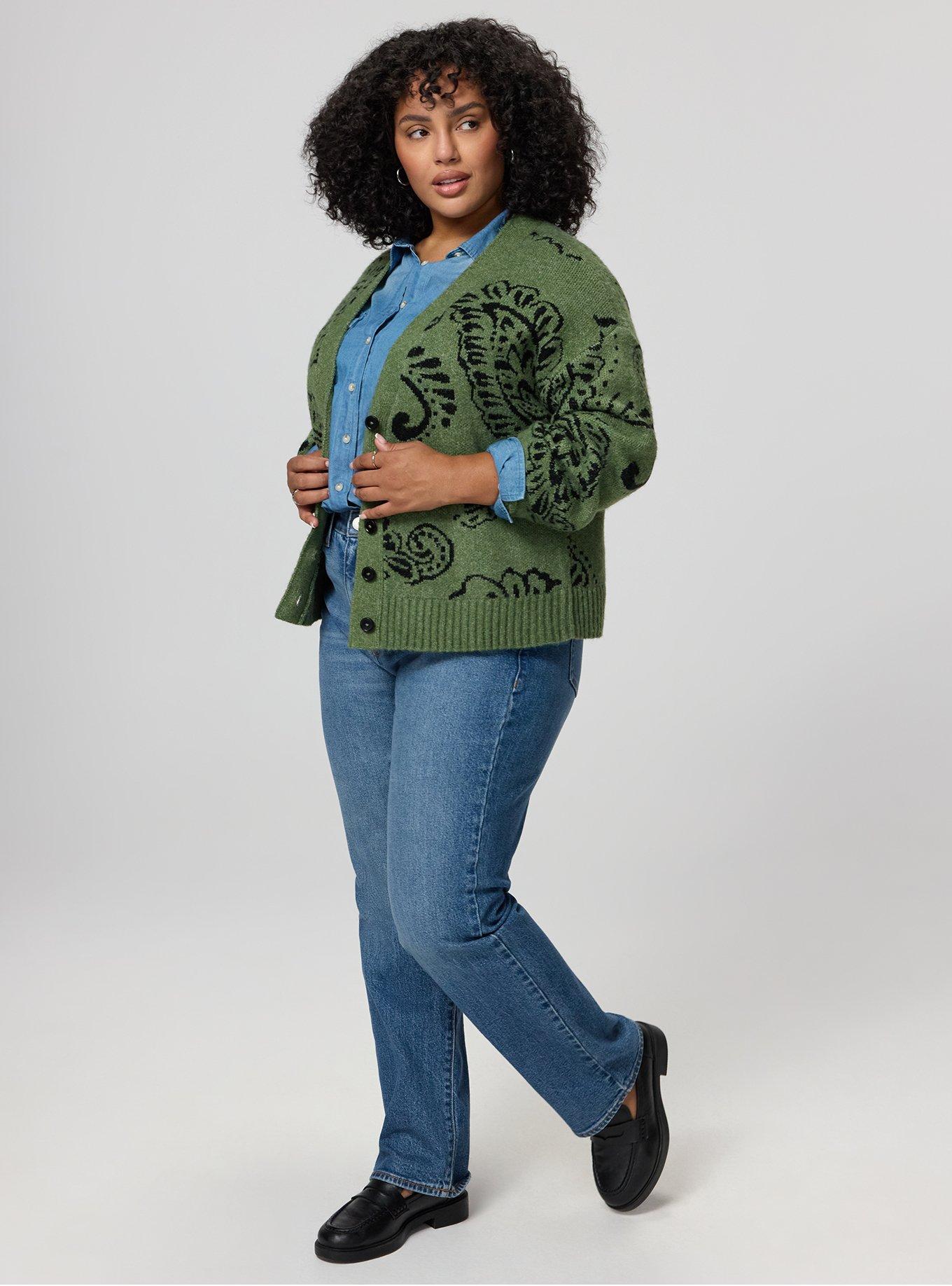 Open Front Cardigan, ALI BANDANA GREEN, alternate