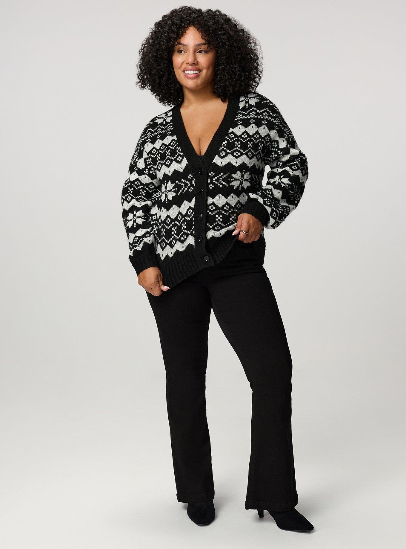 Open Front Cardigan, FUN FAIR ISLE BLACK, alternate