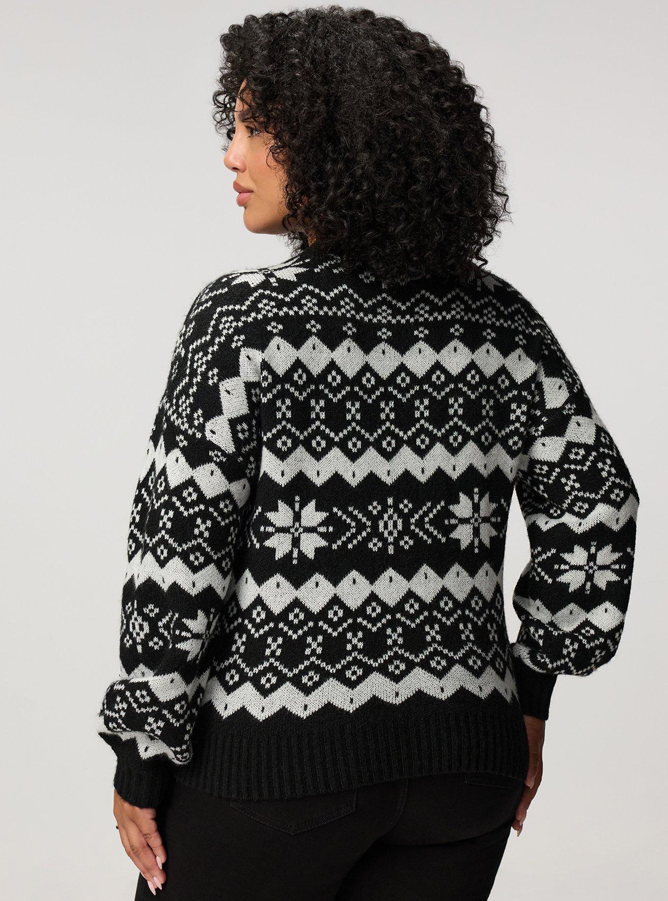 Open Front Cardigan, FUN FAIR ISLE BLACK, alternate