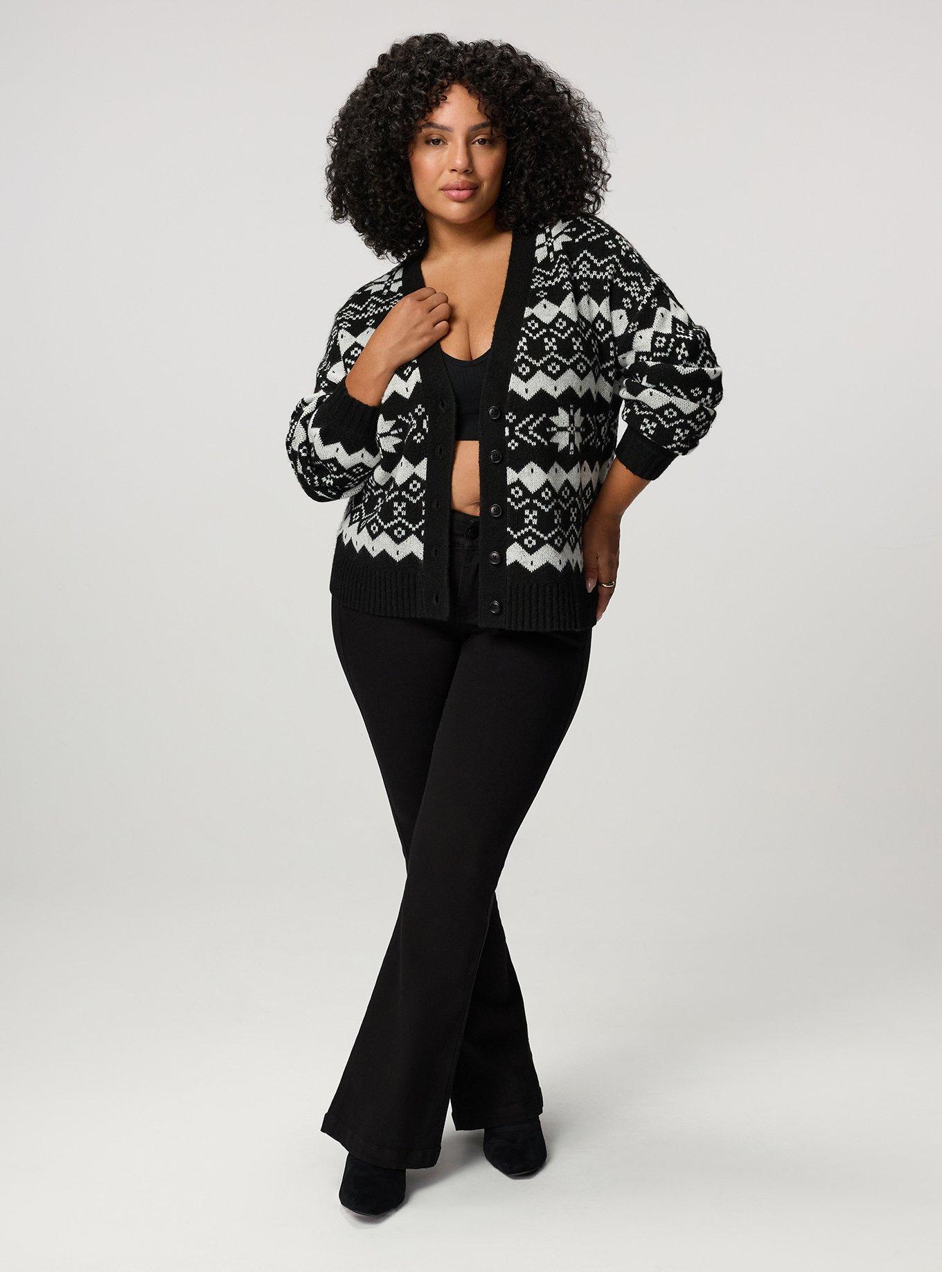 Open Front Cardigan, FUN FAIR ISLE BLACK, alternate