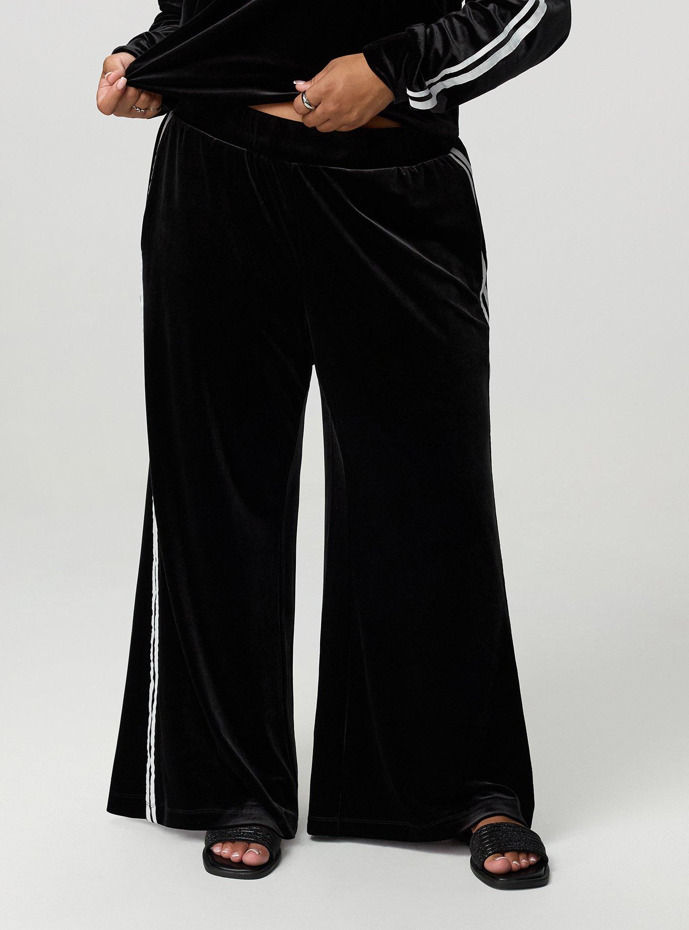 Plus Size High-Rise Pull On Wide Leg Velour Pant, DEEP BLACK, alternate