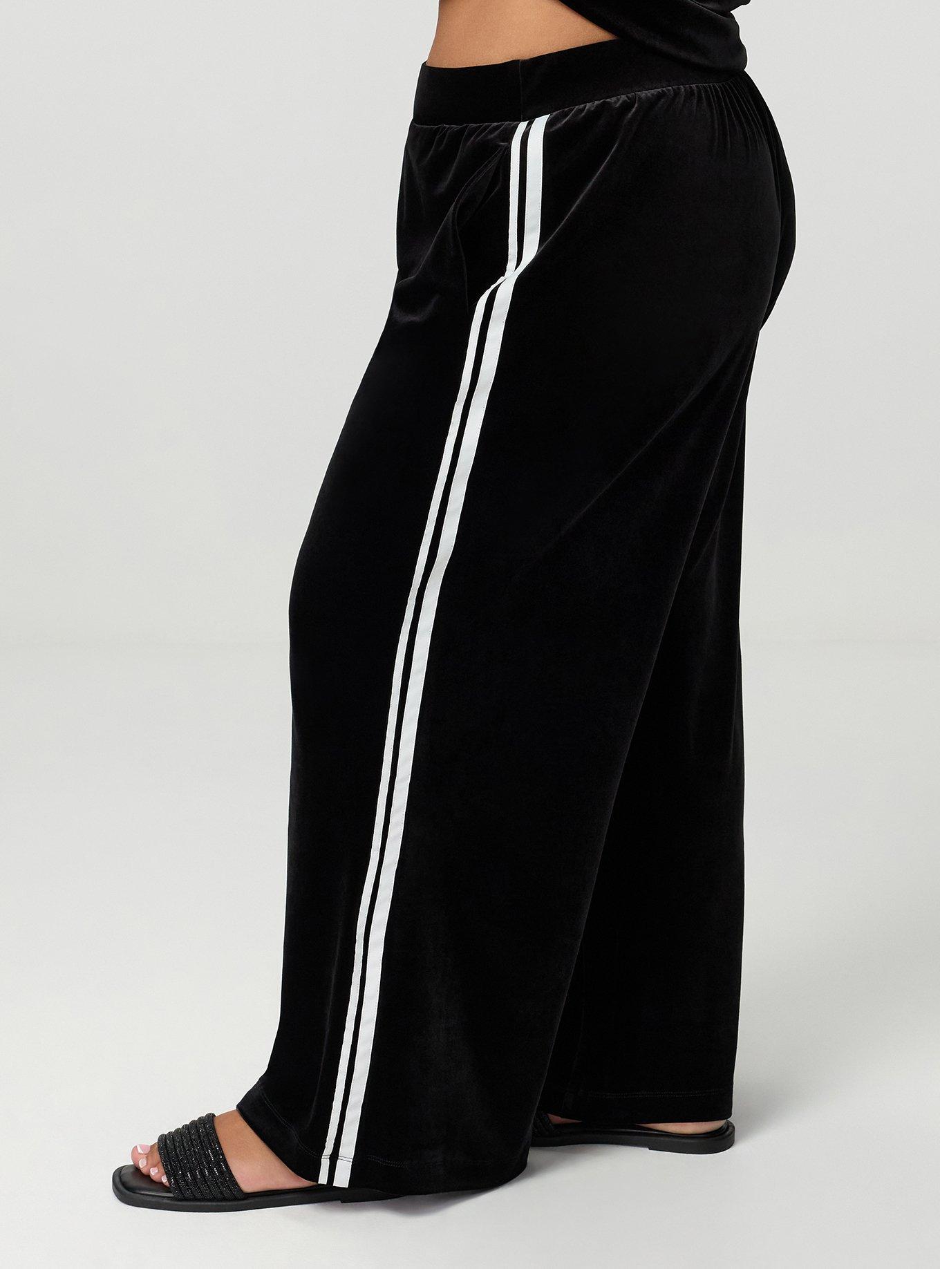 Plus Size High-Rise Pull On Wide Leg Velour Pant, DEEP BLACK, alternate