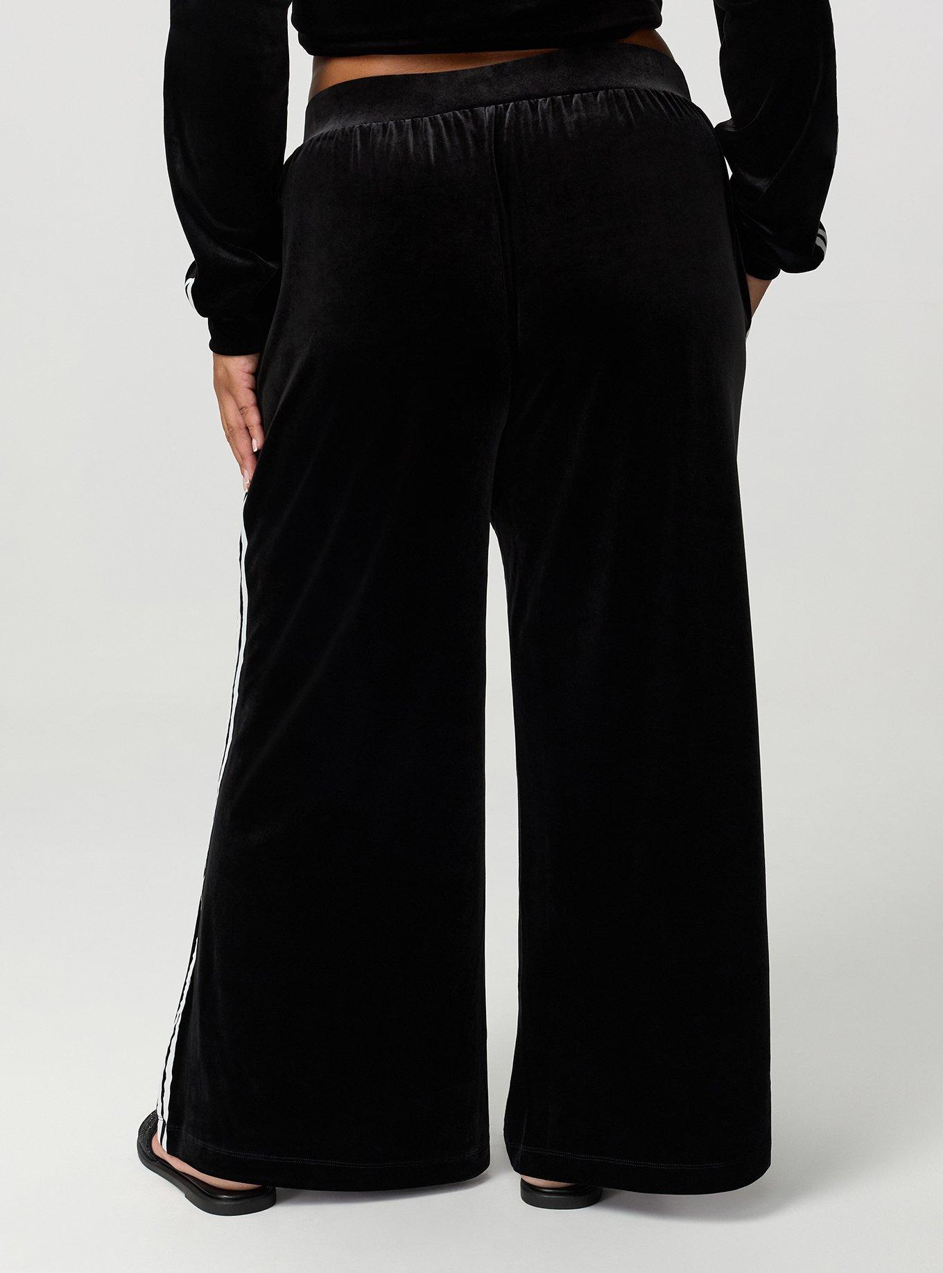 Plus Size High-Rise Pull On Wide Leg Velour Pant, DEEP BLACK, alternate