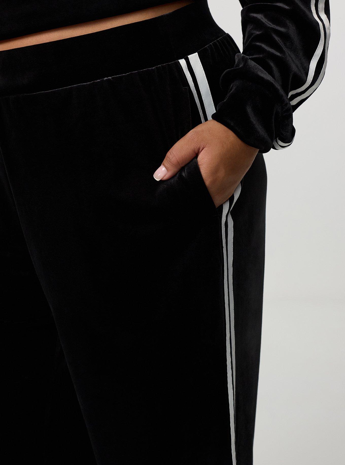 Plus Size High-Rise Pull On Wide Leg Velour Pant, DEEP BLACK, alternate