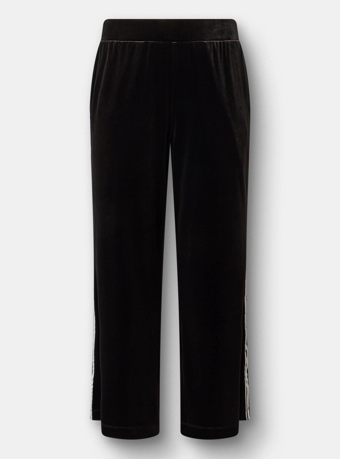 Plus Size High-Rise Pull On Wide Leg Velour Pant, DEEP BLACK, hi-res