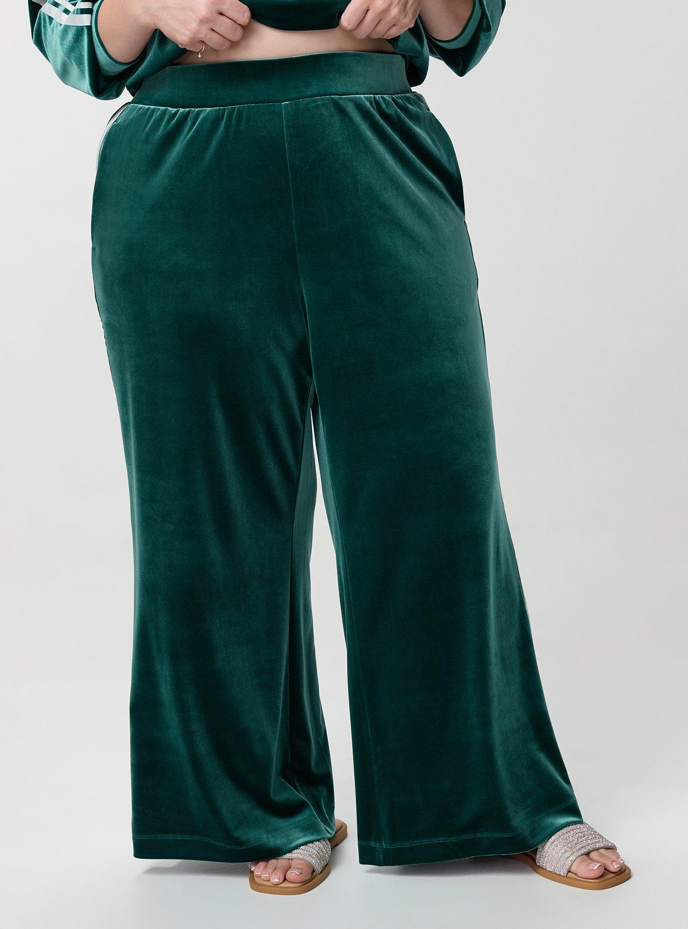 Plus Size High-Rise Pull On Wide Leg Velour Pant, BOTANICAL GARDEN, alternate