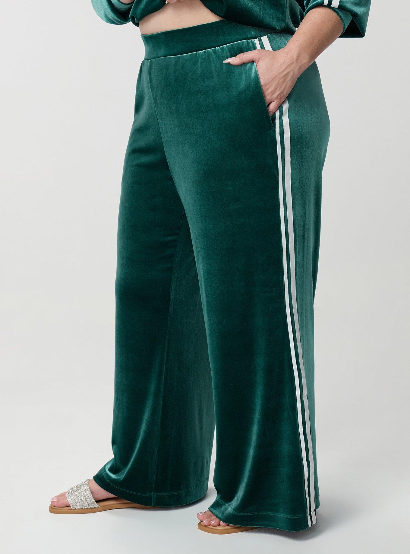 Plus Size High-Rise Pull On Wide Leg Velour Pant, BOTANICAL GARDEN, alternate