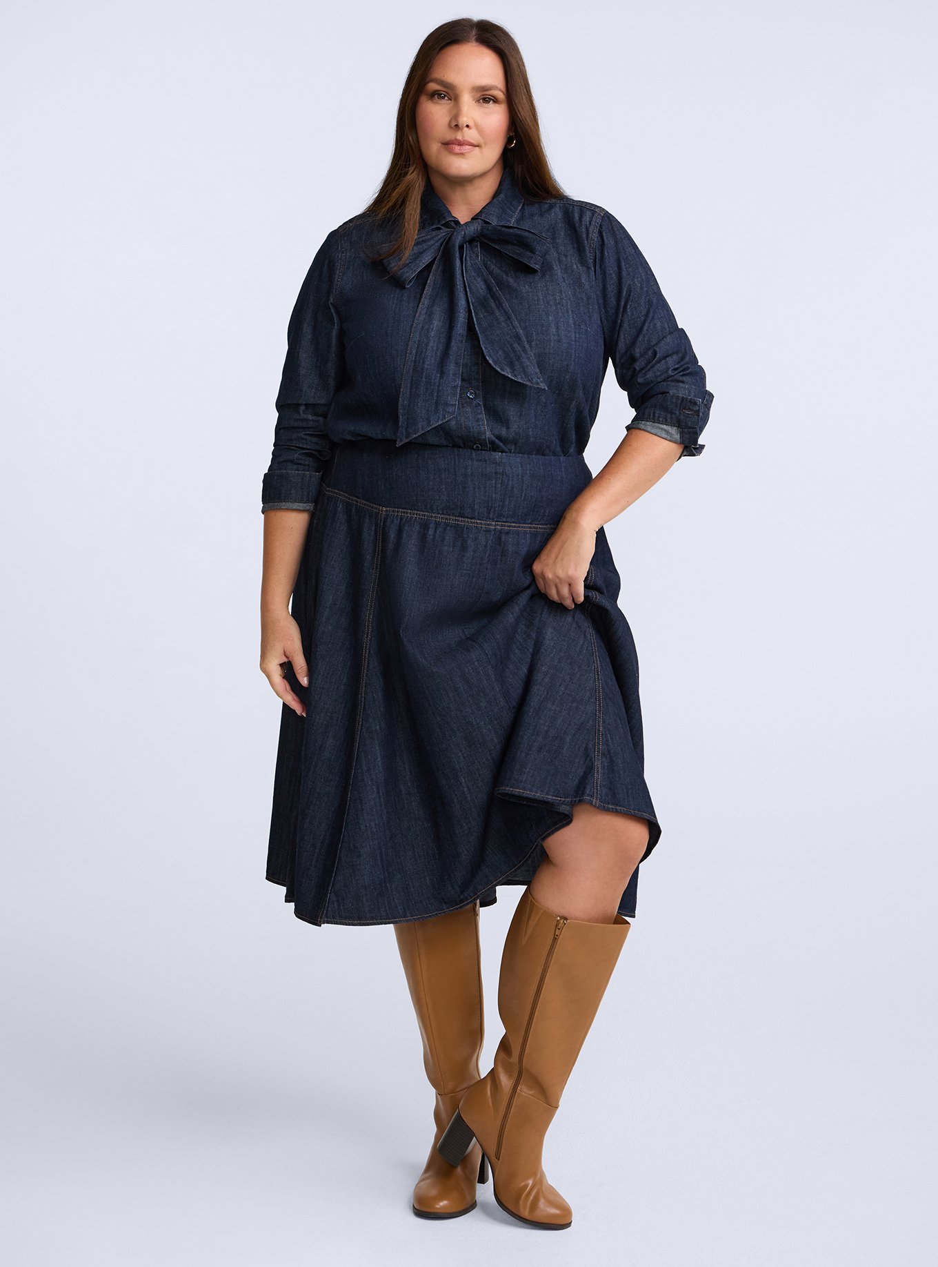 Plus Size Belle Isle Button-Down Bow Top, RINSE, alternate