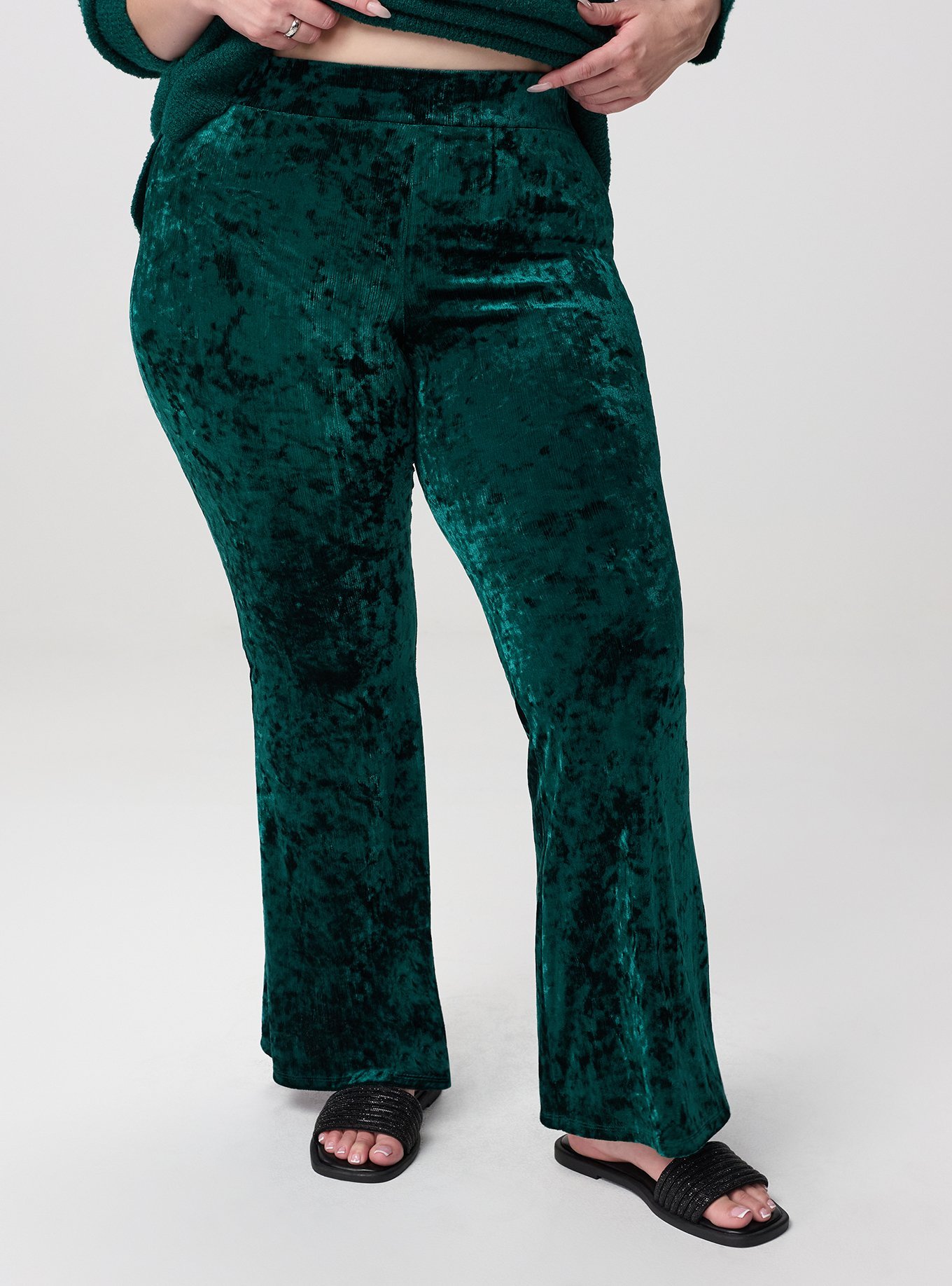 Full-Length Crushed Velvet Flare Legging, BOTANICAL GARDEN, alternate