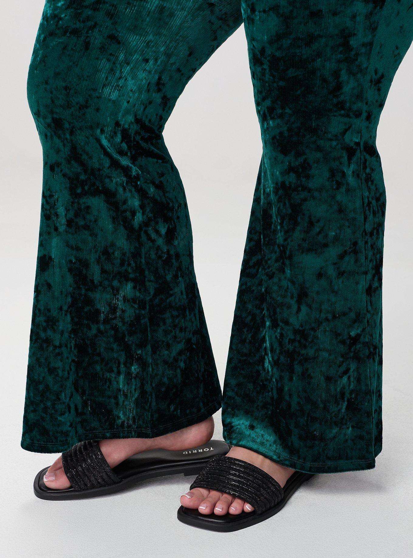Full-Length Crushed Velvet Flare Legging, BOTANICAL GARDEN, alternate