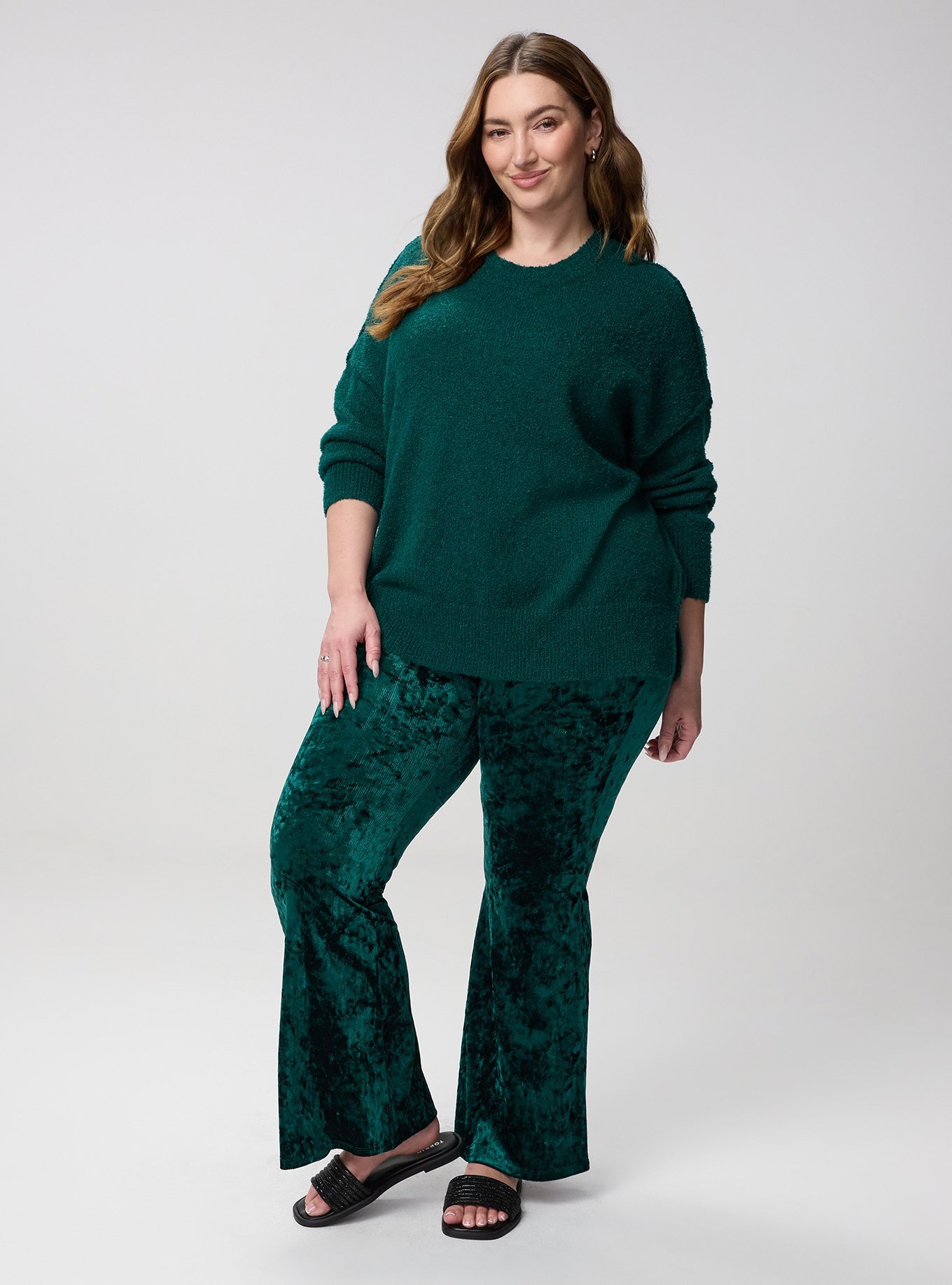 Full-Length Crushed Velvet Flare Legging, BOTANICAL GARDEN, alternate