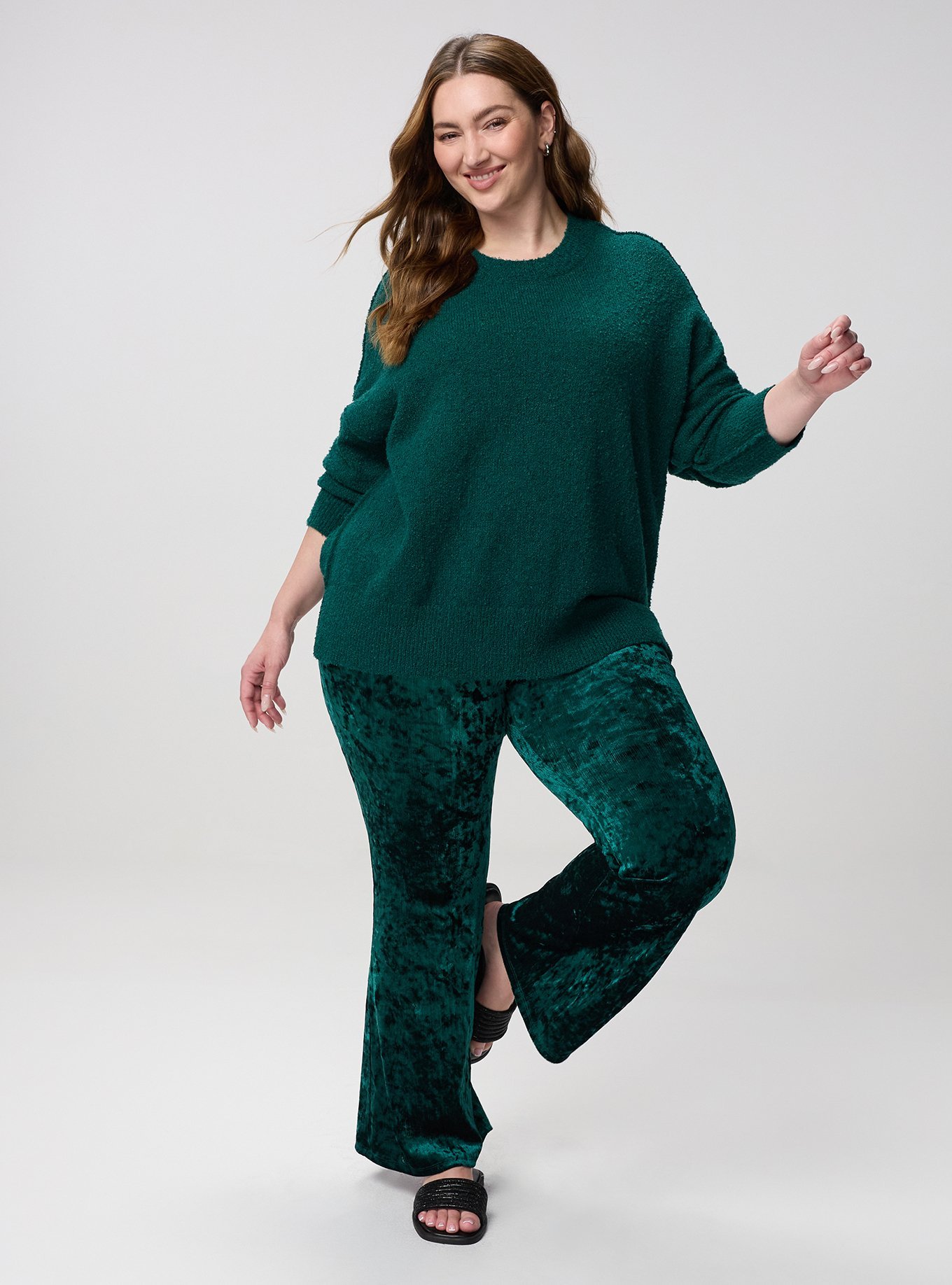 Full-Length Crushed Velvet Flare Legging, BOTANICAL GARDEN, hi-res