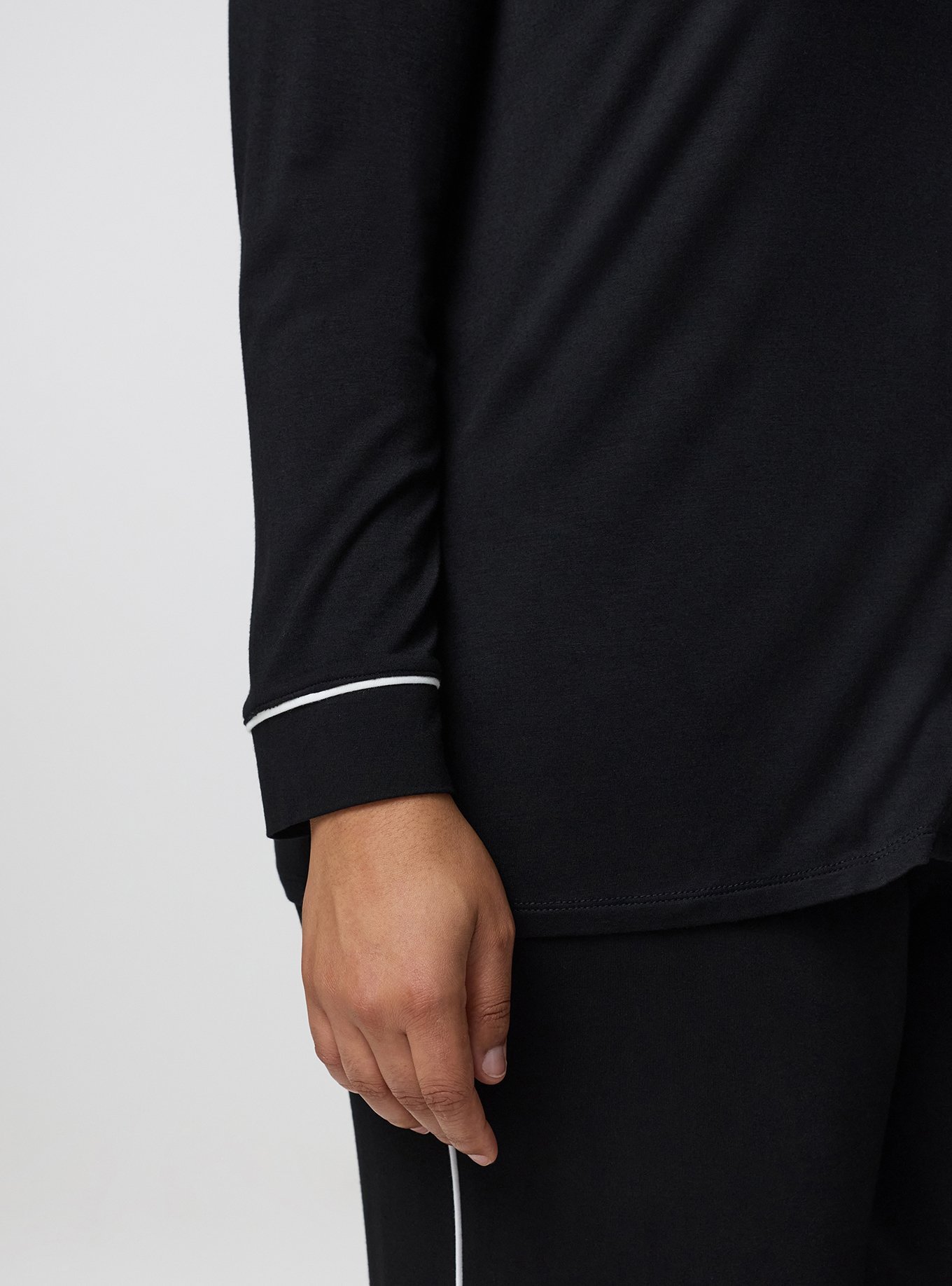 Super Soft Button-Up Sleep Top, DEEP BLACK, alternate