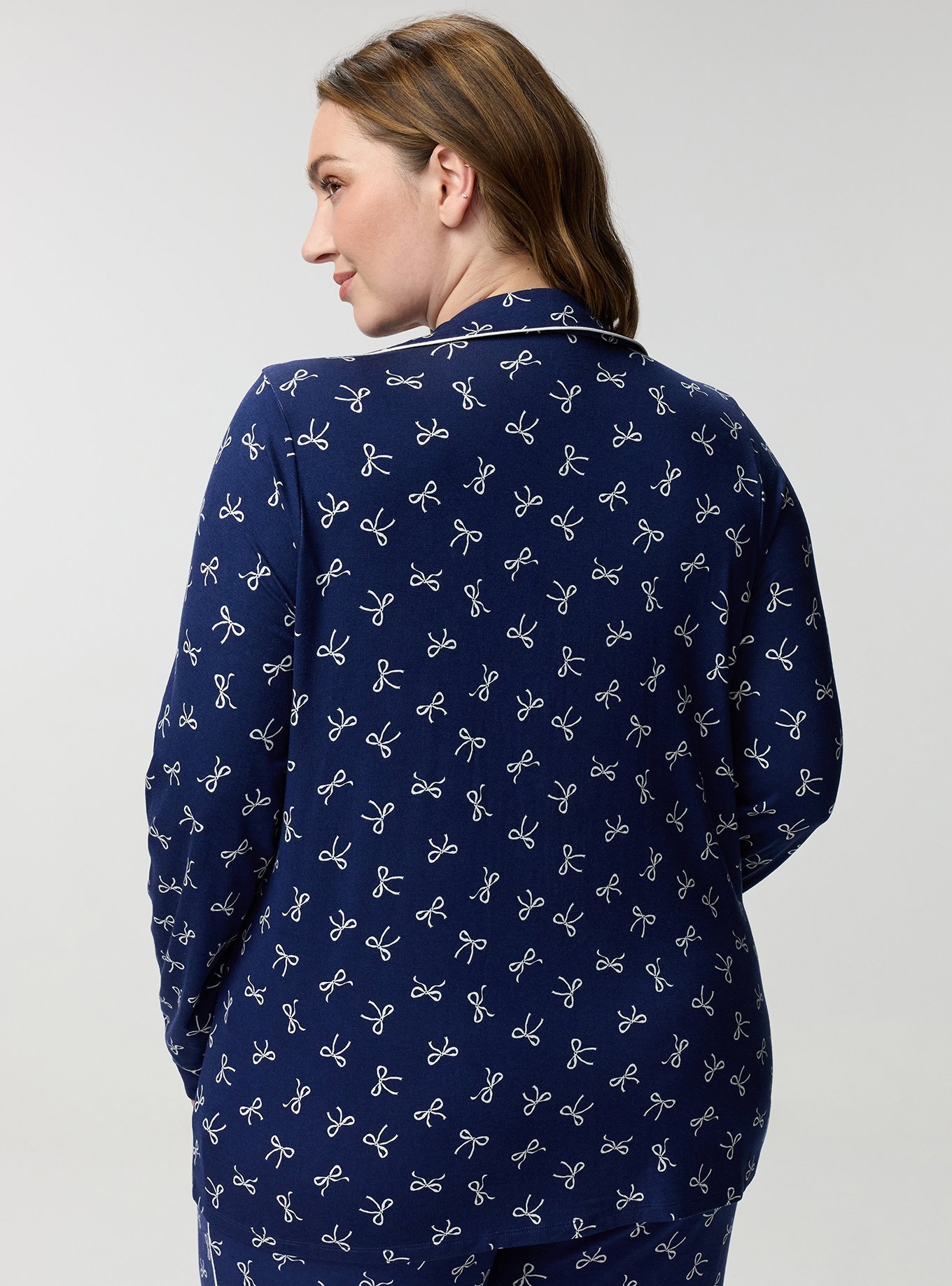 Super Soft Button-Up Sleep Top, BRINN BOWS MEDIEVAL BLUE, alternate