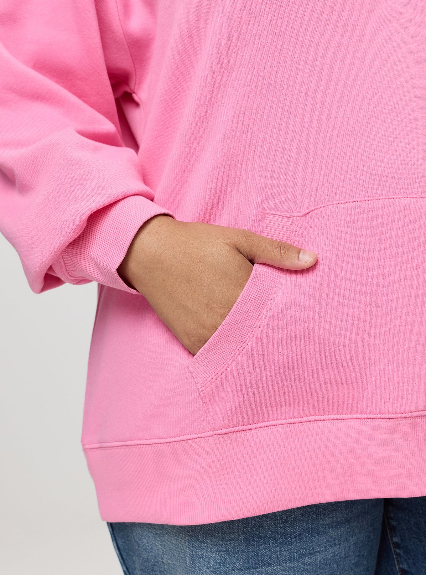 Cozy Fleece Y-Neck Crochet Mix Hoodie, AURORA PINK, alternate