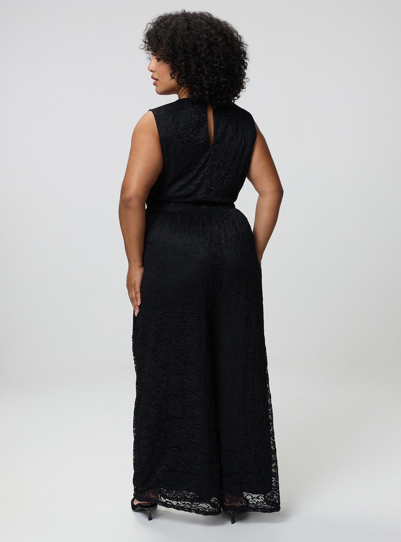 Lace Wide-Leg Jumpsuit, DEEP BLACK, alternate