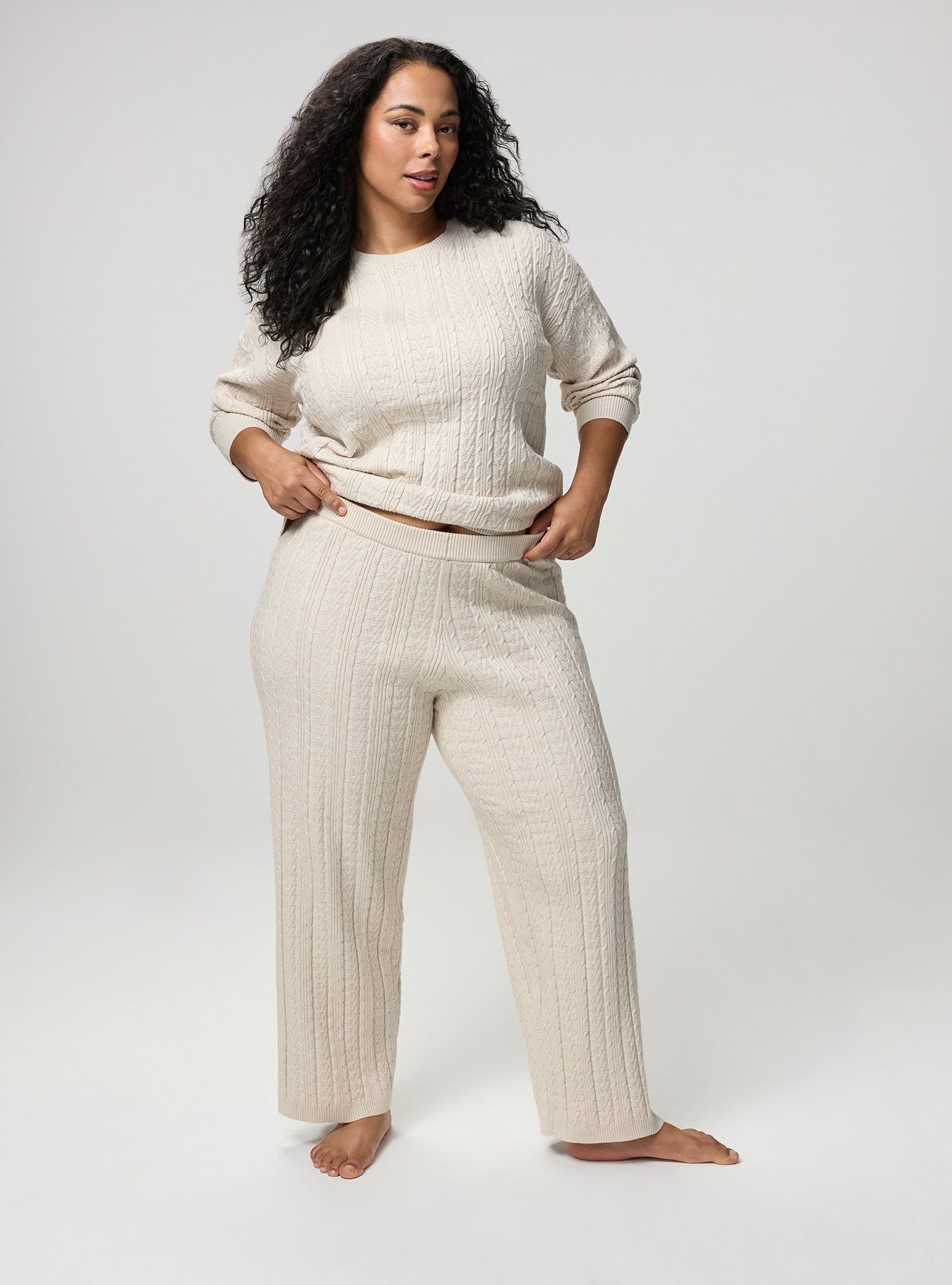 Cable Lounge Straight Leg Pant, OATMEAL HEATHER, alternate