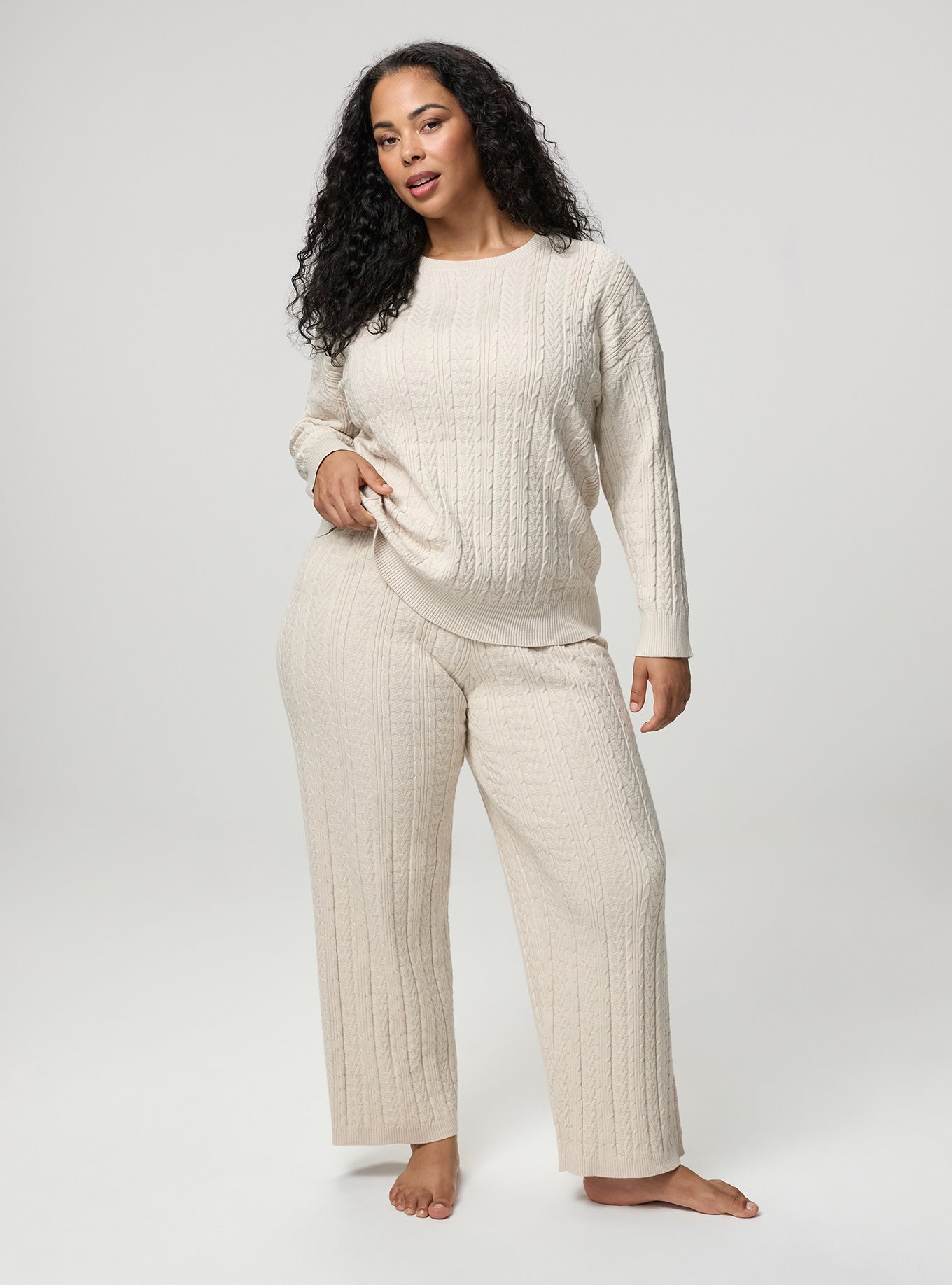 Cable Lounge Straight Leg Pant, OATMEAL HEATHER, hi-res