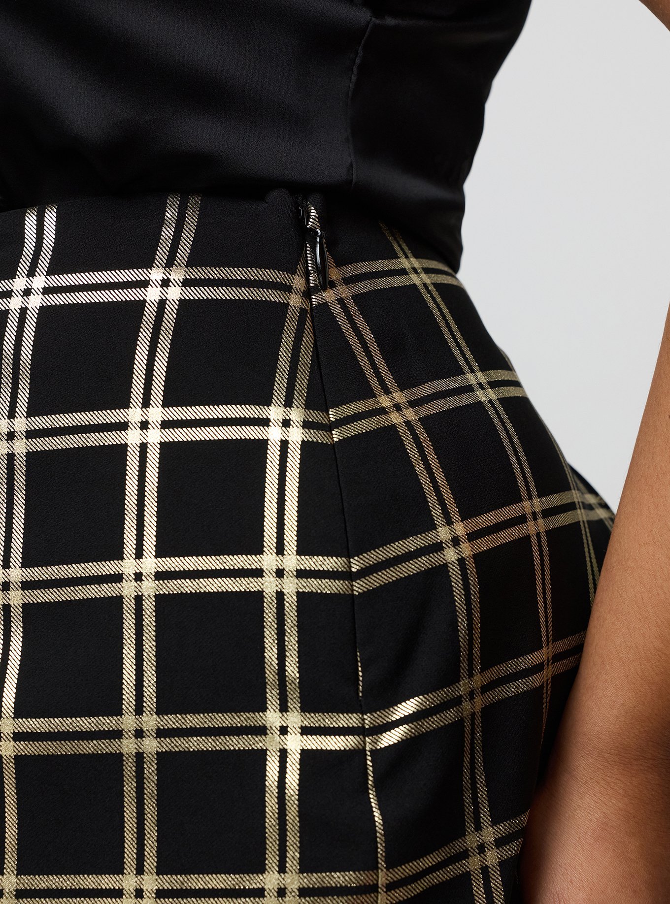 Plus Size Studio Mini Skirt, MODERN PLAID GOLD, alternate